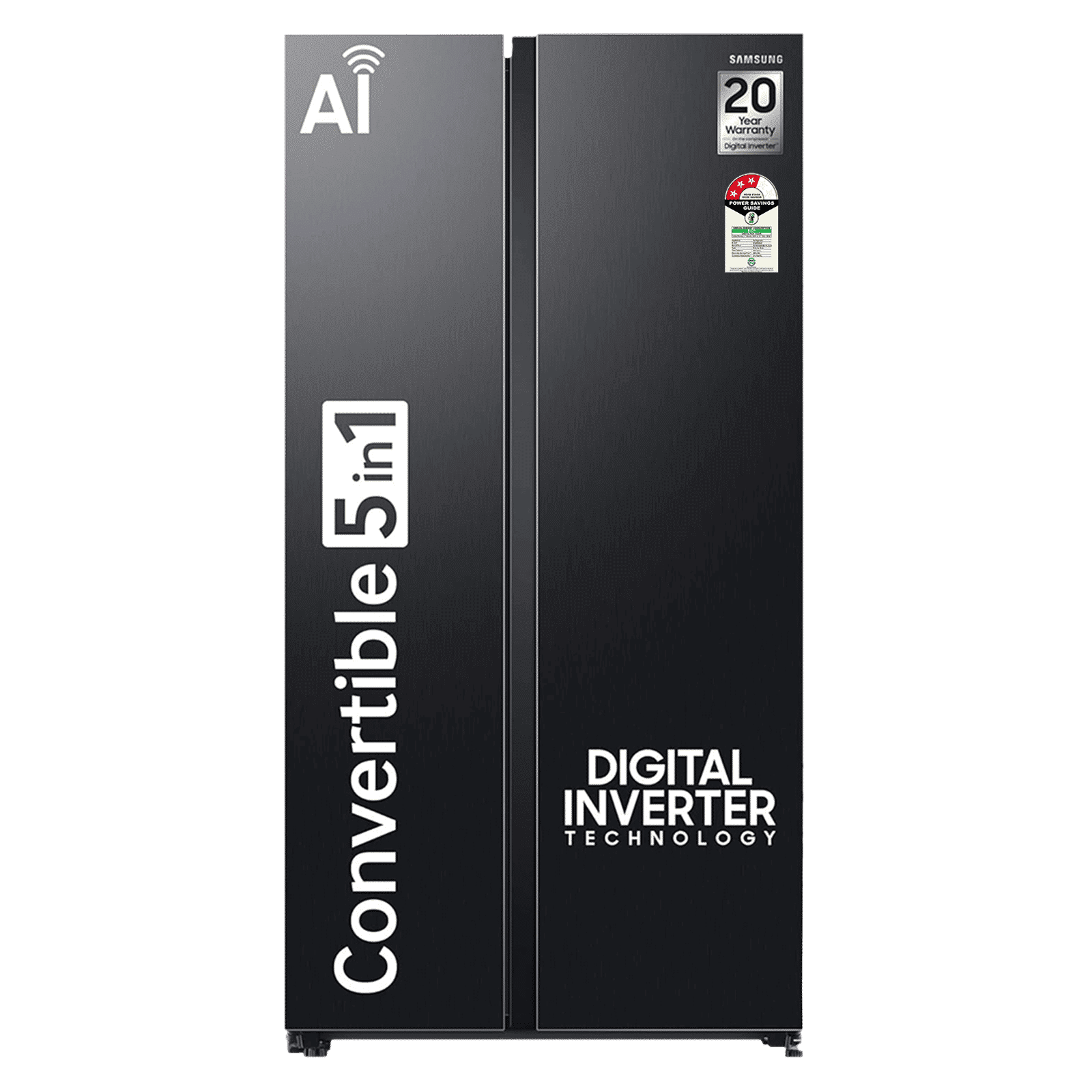 SAMSUNG 653 Litres 3 Star Frost Free Side by Side Convertible Refrigerator with Twin Cooling Plus Technology (RS76CG8003B1/HL, Black Matt)_1