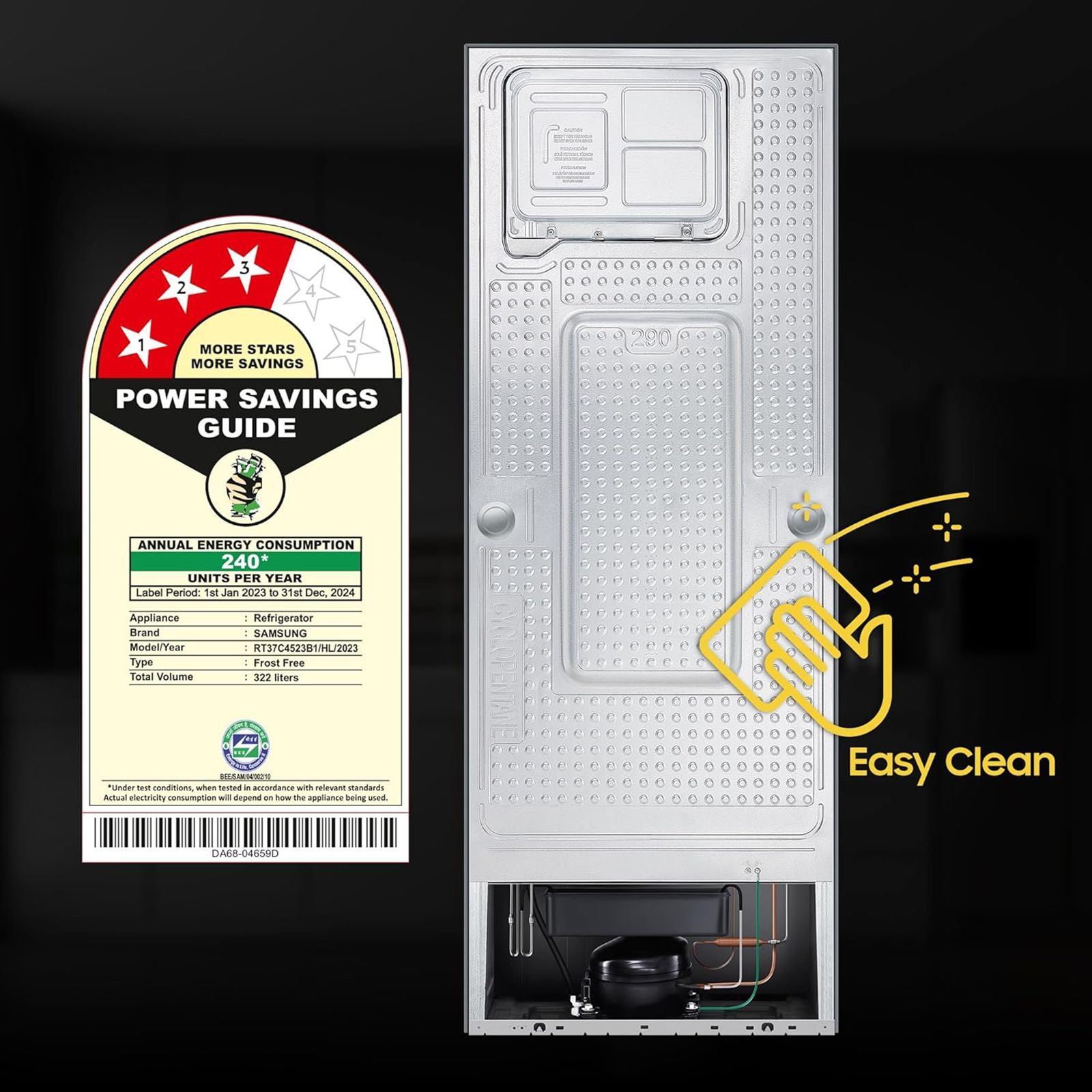 SAMSUNG 322 Litres 3 Star Frost Free Double Door Convertible Refrigerator with Twin Cooling Plus Technology (RT37C4523B1/HL, Black Matt) SAMSUNG 322 Litres 3 Star Frost Free Double Door Convertible Refrigerator with Twin Cooling Plus Technology (RT37C4523B1/HL, Black Matt)_14