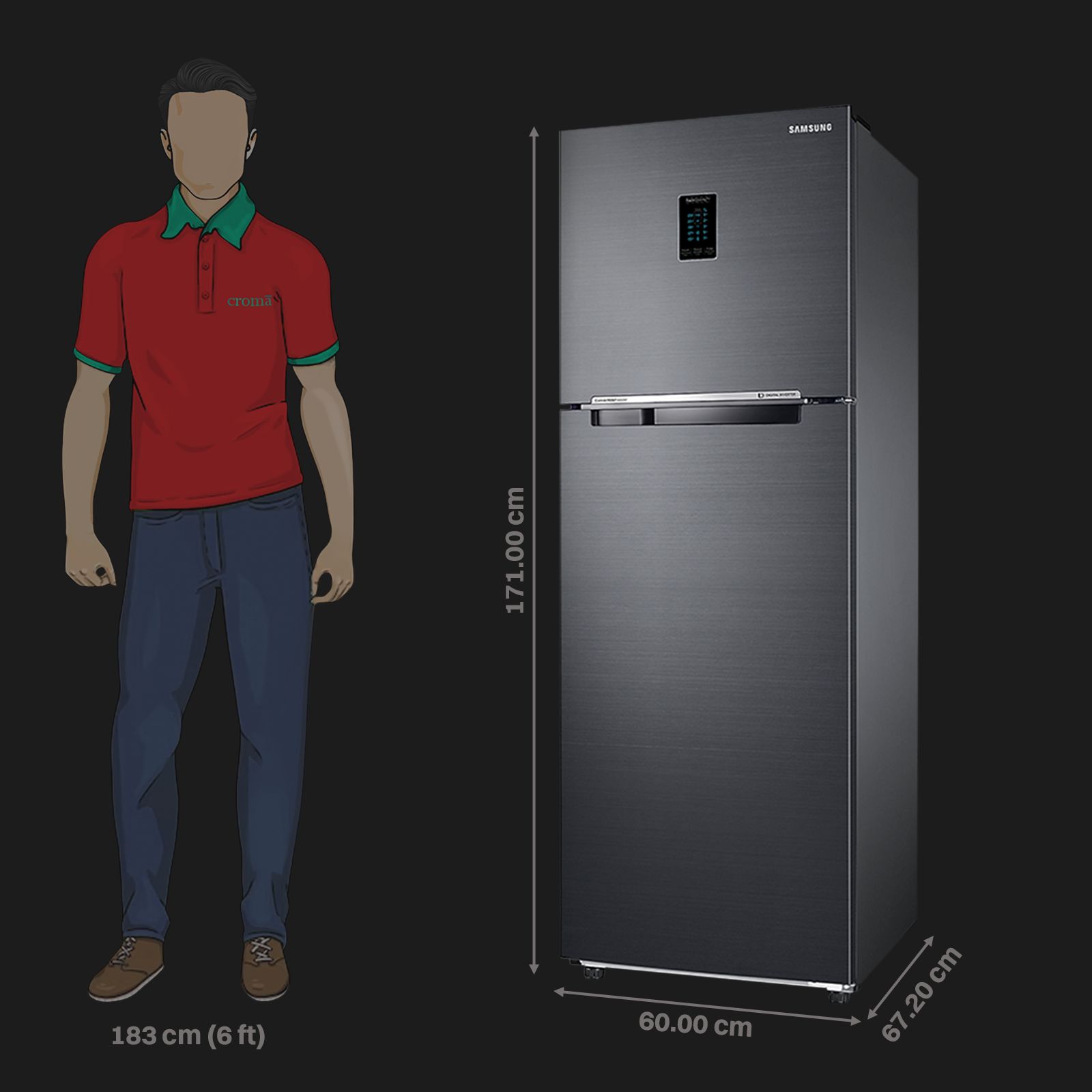 SAMSUNG 322 Litres 3 Star Frost Free Double Door Convertible Refrigerator with Twin Cooling Plus Technology (RT37C4523B1/HL, Black Matt) SAMSUNG 322 Litres 3 Star Frost Free Double Door Convertible Refrigerator with Twin Cooling Plus Technology (RT37C4523B1/HL, Black Matt)_3