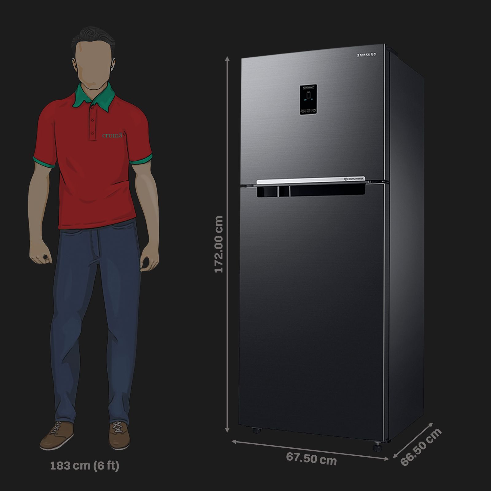 SAMSUNG 363 Litres 3 Star Frost Free Double Door Convertible Refrigerator with Anti Bacterial Gasket (RT39C553EBX/HL, Luxe Black) SAMSUNG 363 Litres 3 Star Frost Free Double Door Convertible Refrigerator with Anti Bacterial Gasket (RT39C553EBX/HL, Luxe Black)_3