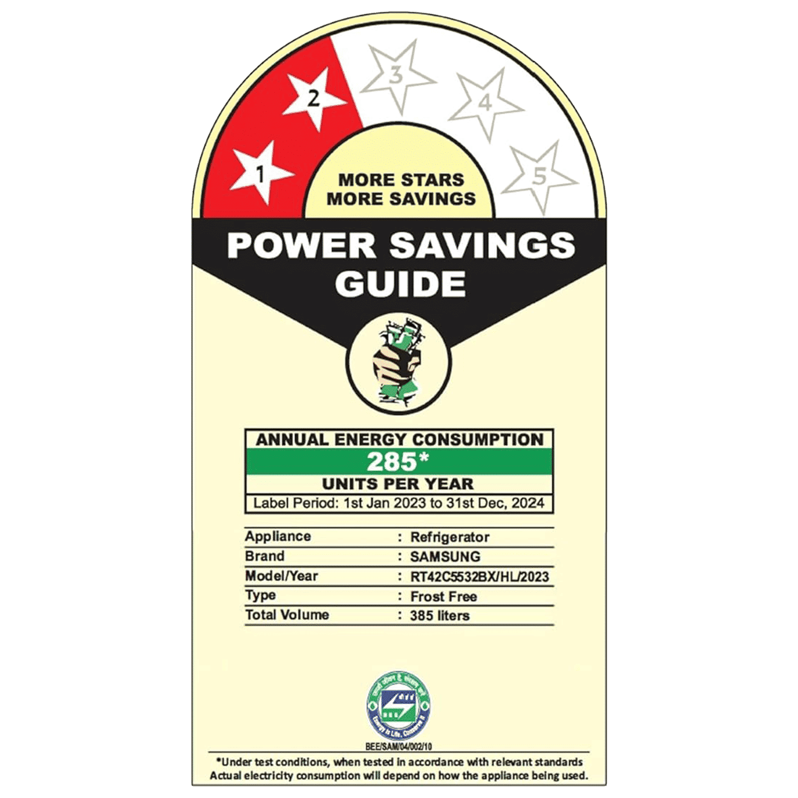 SAMSUNG 385 Litres 2 Star Frost Free Double Door Convertible Refrigerator with Twin Cooling Plus Technology (RT42C5532BXHL, Luxe Black)_8