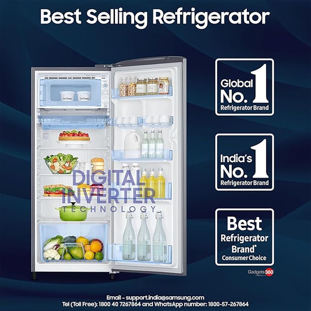 SAMSUNG Stylish Grande 223 Litres 3 Star Direct Cool Single Door Refrigerator with Anti Bacterial Gasket (RR24C2723S8/NL, Elegant Inox)_14