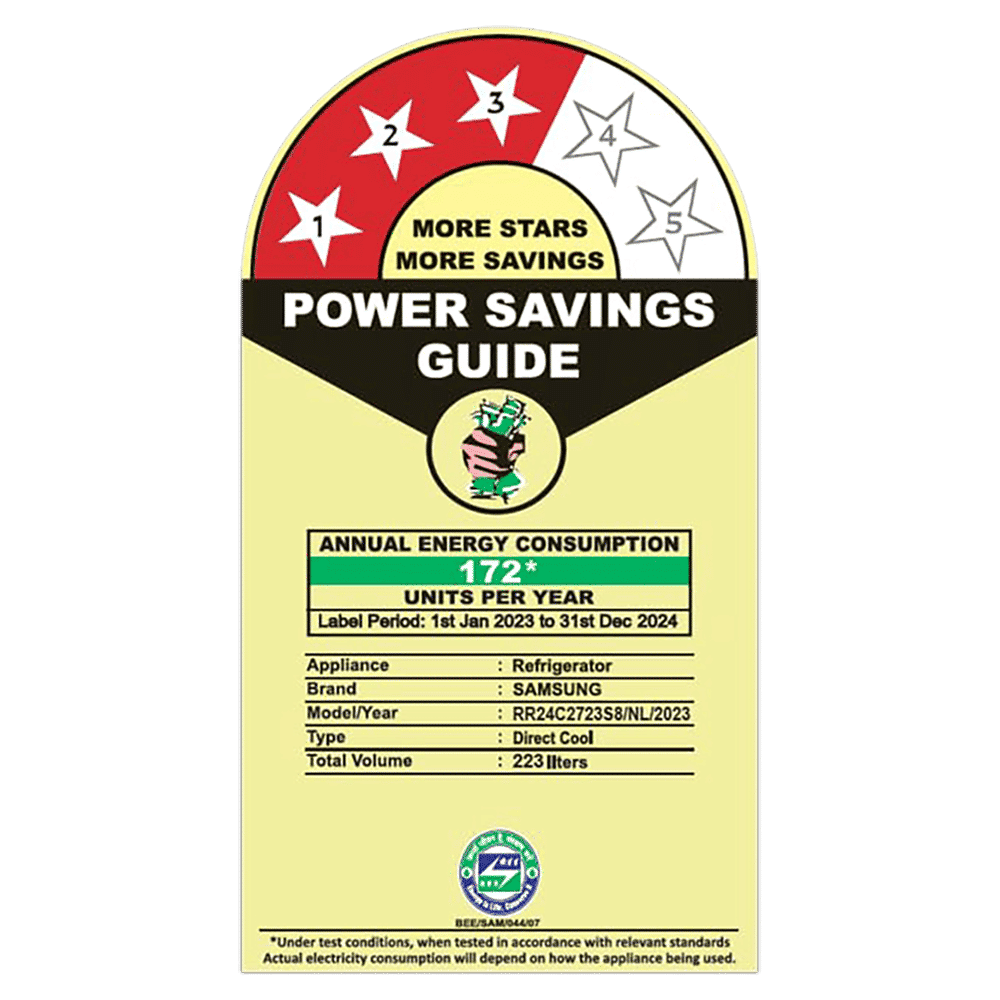 SAMSUNG Stylish Grande 223 Litres 3 Star Direct Cool Single Door Refrigerator with Anti Bacterial Gasket (RR24C2723S8/NL, Elegant Inox)_15