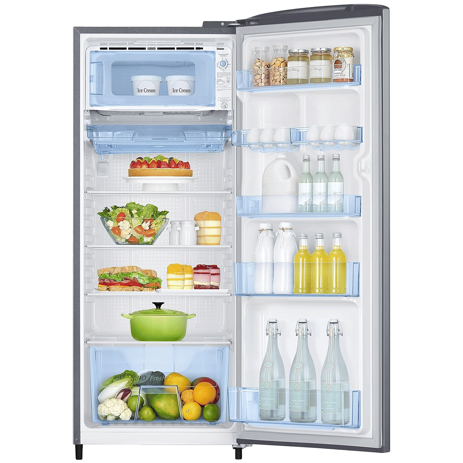 SAMSUNG Stylish Grande 223 Litres 3 Star Direct Cool Single Door Refrigerator with Anti Bacterial Gasket (RR24C2723S8/NL, Elegant Inox)_5