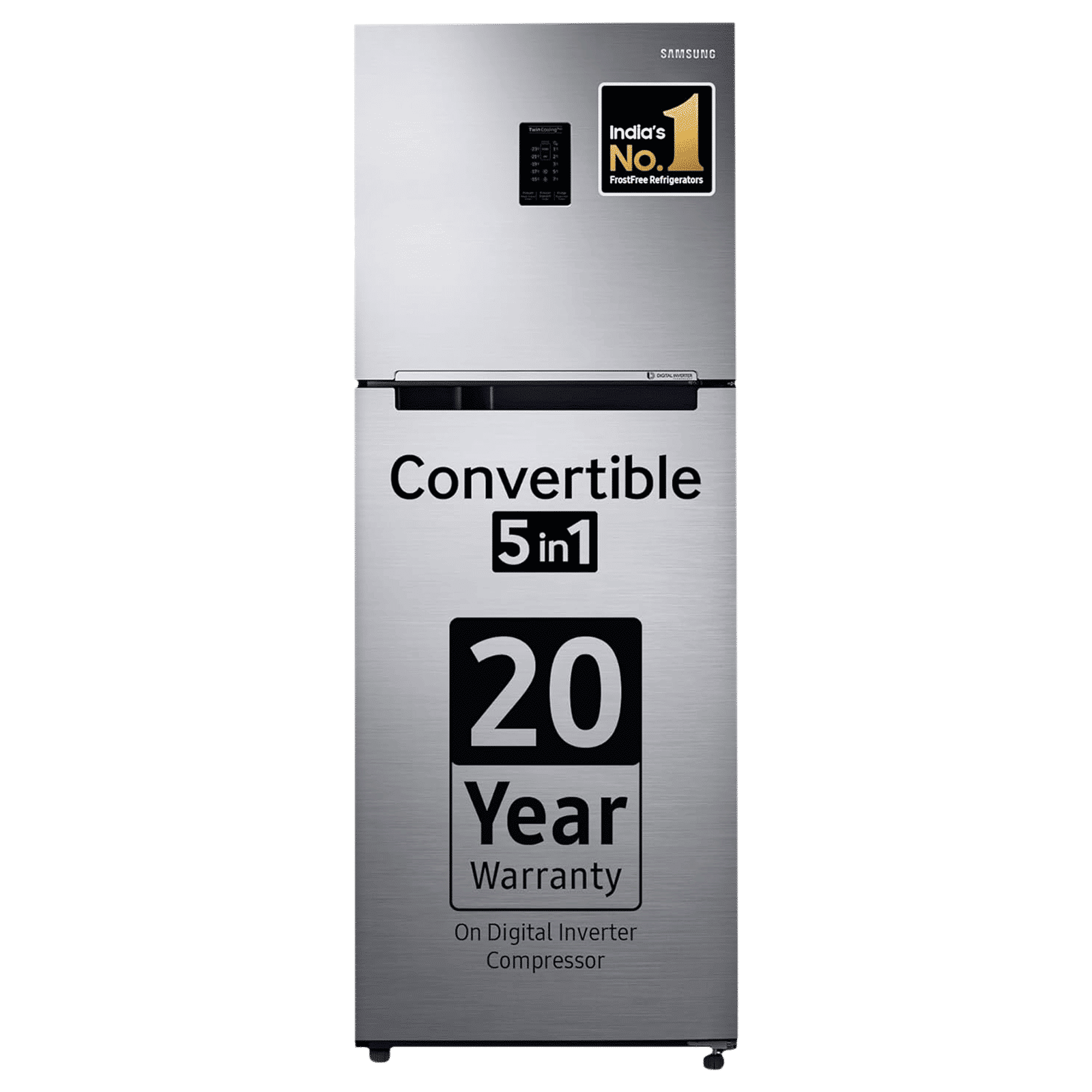 SAMSUNG 301 Litres 2 Star Frost Free Double Door Convertible Refrigerator with Twin Cooling Plus Technology (RT34C4542S8/HL, Elegant Inox) SAMSUNG 301 Litres 2 Star Frost Free Double Door Convertible Refrigerator with Twin Cooling Plus Technology (RT34C4542S8/HL, Elegant Inox)_1