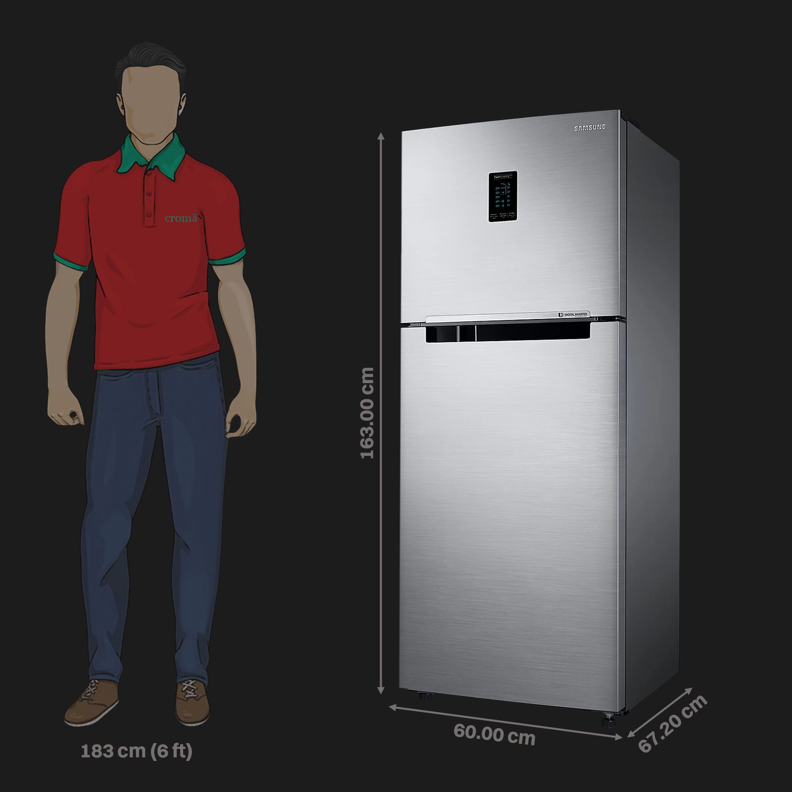 SAMSUNG 301 Litres 2 Star Frost Free Double Door Convertible Refrigerator with Twin Cooling Plus Technology (RT34C4542S8/HL, Elegant Inox) SAMSUNG 301 Litres 2 Star Frost Free Double Door Convertible Refrigerator with Twin Cooling Plus Technology (RT34C4542S8/HL, Elegant Inox)_3