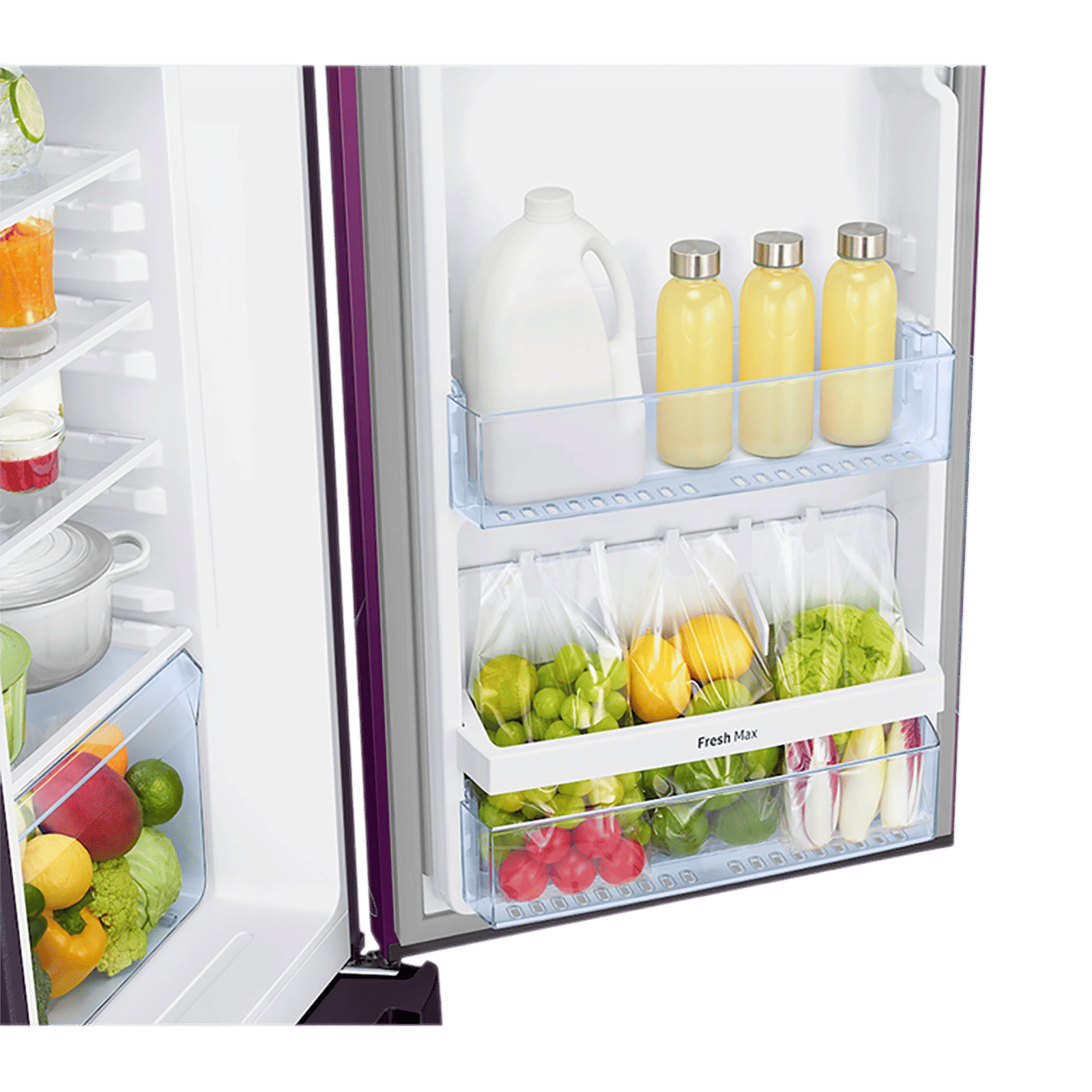 SAMSUNG Horizontal Curve 215 Litres 5 Star Direct Cool Single Door Refrigerator with Base Stand Drawer (RR23D2H259R/HL, Paradise Bloom Purple)_12