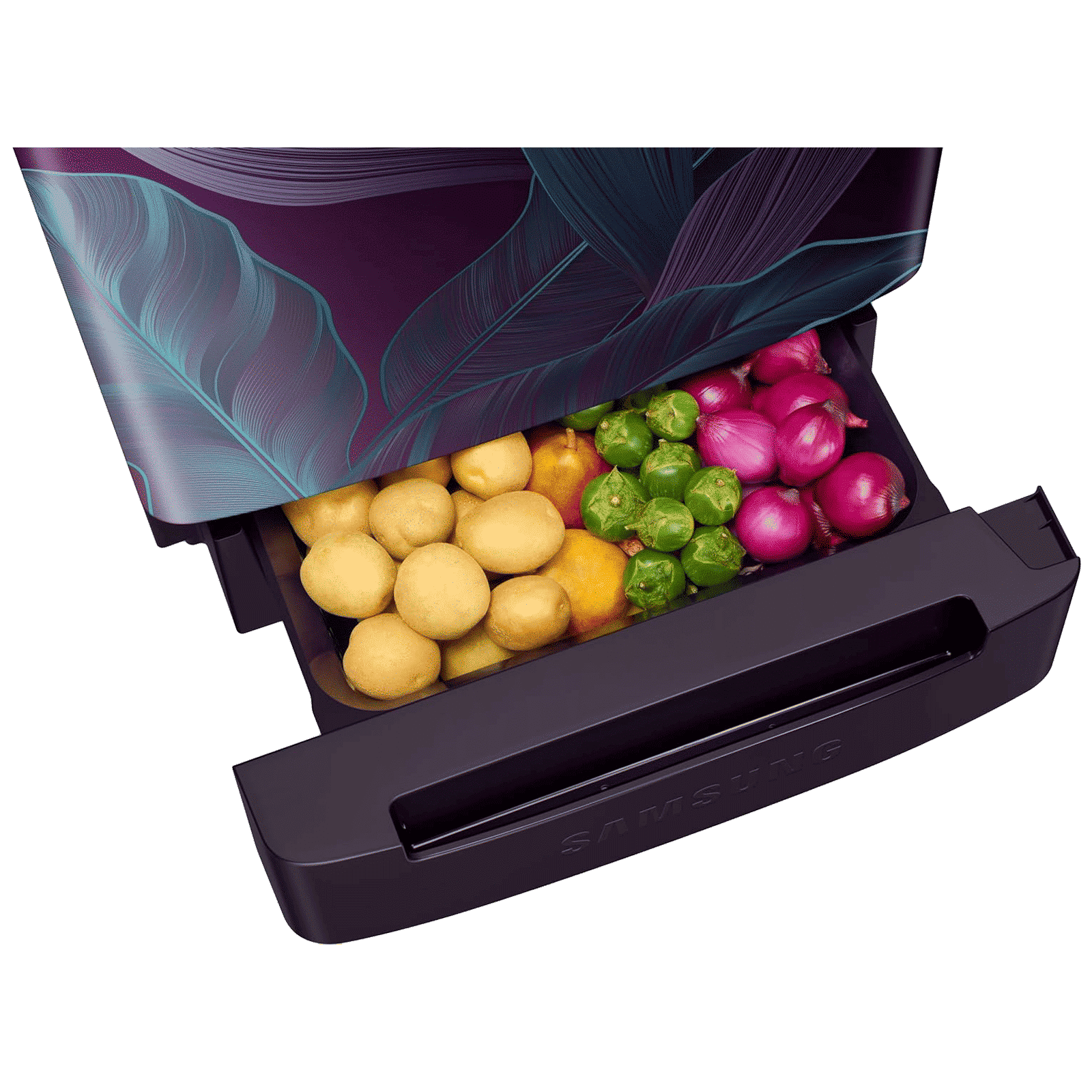 SAMSUNG Horizontal Curve 215 Litres 5 Star Direct Cool Single Door Refrigerator with Base Stand Drawer (RR23D2H259R/HL, Paradise Bloom Purple)_10
