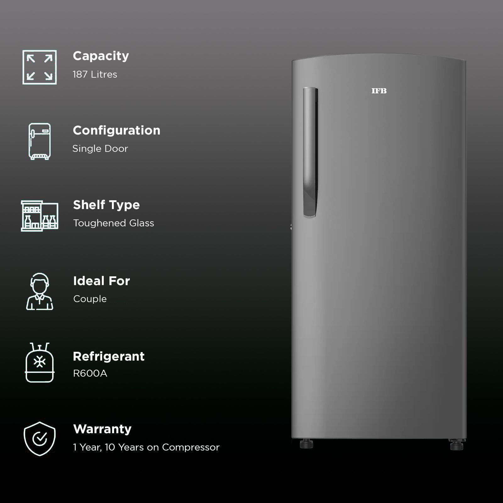 IFB Metal - Cool 187 Litres 3 Star Direct Cool Single Door Refrigerator with Anti Bacterial Gasket (IFBDC-2133FAS, Grey Steel) IFB Metal - Cool 187 Litres 3 Star Direct Cool Single Door Refrigerator with Anti Bacterial Gasket (IFBDC-2133FAS, Grey Steel)_2