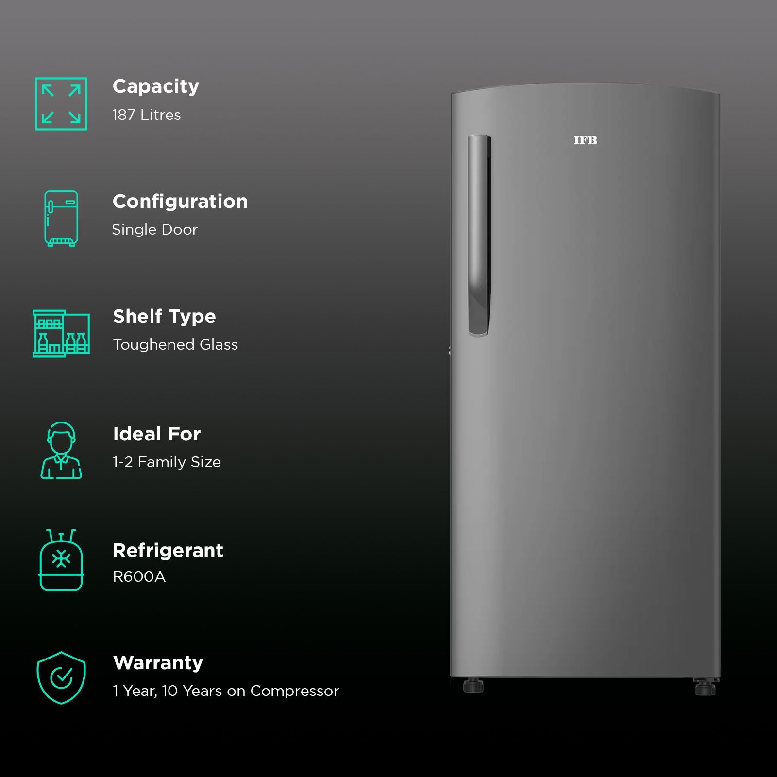 IFB Metal - Cool 187 Litres 3 Star Direct Cool Single Door Refrigerator with Anti Bacterial Gasket (IFBDC-2133FAS, Grey Steel) IFB Metal - Cool 187 Litres 3 Star Direct Cool Single Door Refrigerator with Anti Bacterial Gasket (IFBDC-2133FAS, Grey Steel)_2