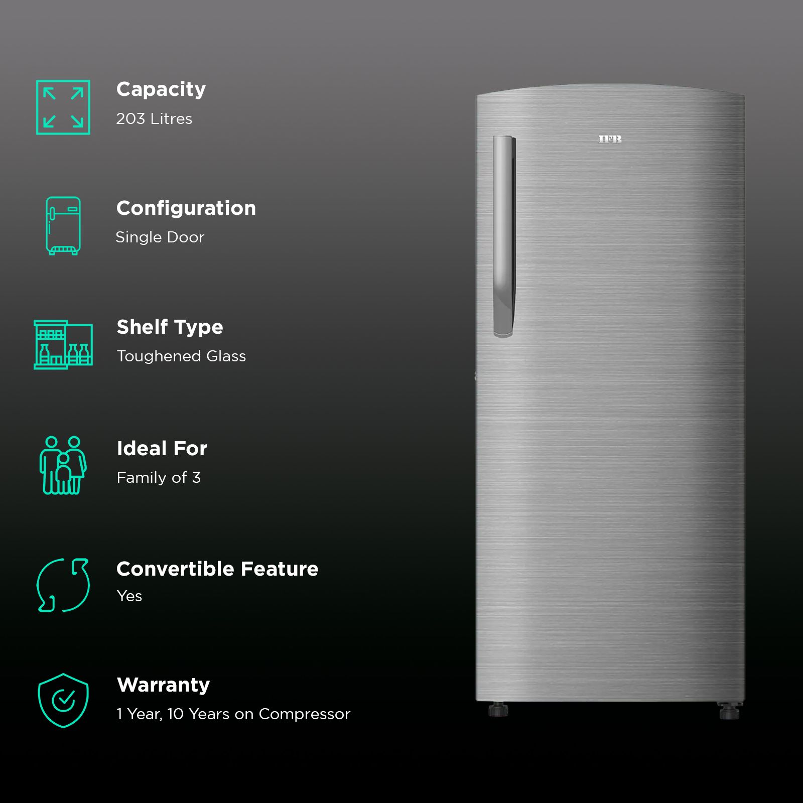 IFB Metal - Cool 197 Litres 3 Star Direct Cool Single Door Refrigerator with Anti Bacterial Gasket (IFBDC-2233FBS, Grey Steel)_2