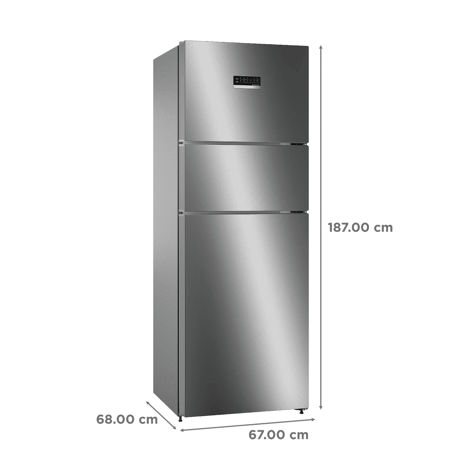 BOSCH Series 4 335 Litres 3 Star Frost Free Triple Door Convertible Refrigerator with VarioInverter Compressor (CMC36K03NI, Shiney Silver)_3
