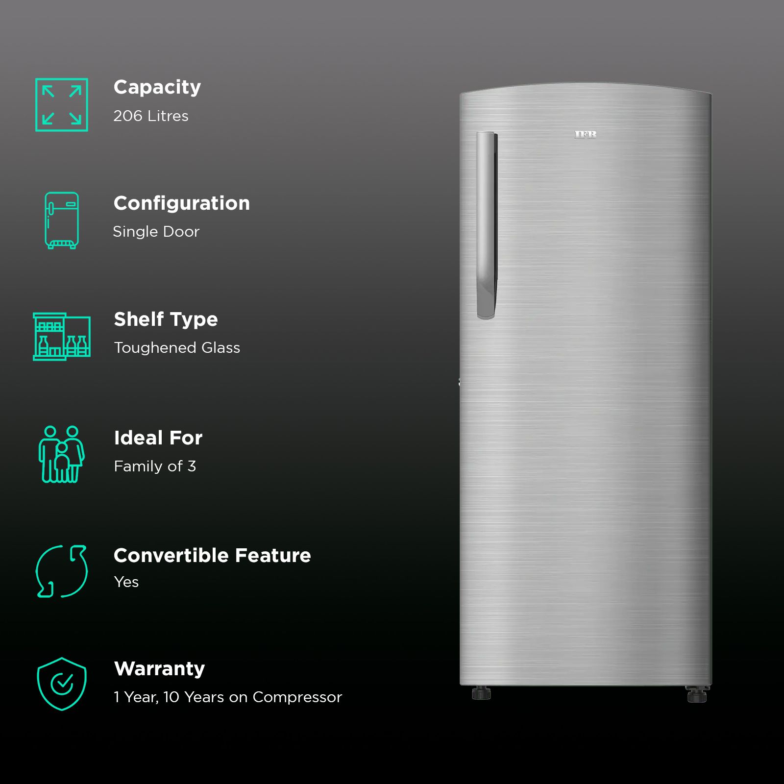 IFB Advance - Cool 206 Litres 4 Star Direct Cool Single Door Refrigerator with Anti Bacterial Gasket (IFBDC-2324IGS, Grey Steel) IFB Advance - Cool 206 Litres 4 Star Direct Cool Single Door Refrigerator with Anti Bacterial Gasket (IFBDC-2324IGS, Grey Steel)_2