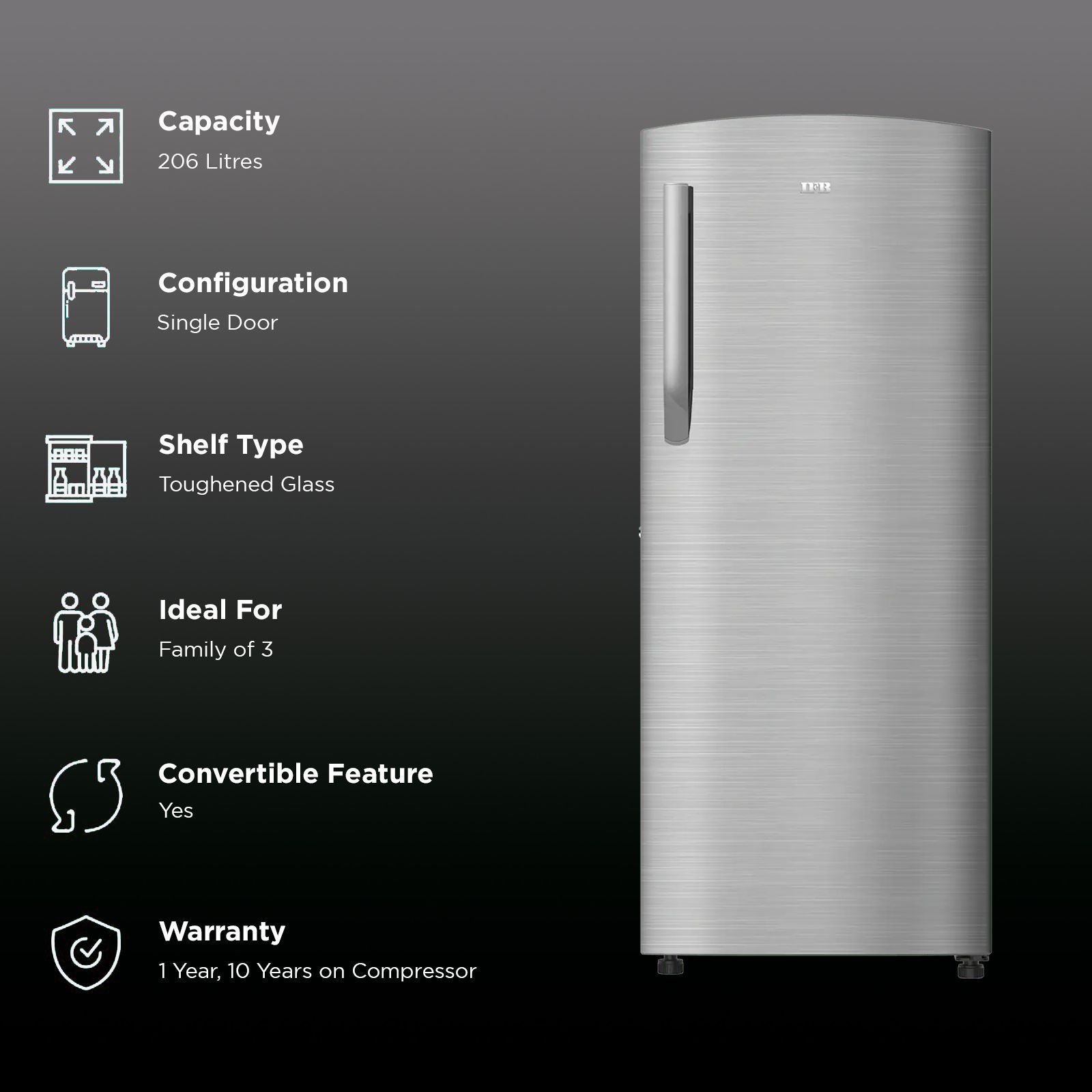 IFB Advance - Cool 206 Litres 4 Star Direct Cool Single Door Refrigerator with Anti Bacterial Gasket (IFBDC-2324IGS, Grey Steel)_2