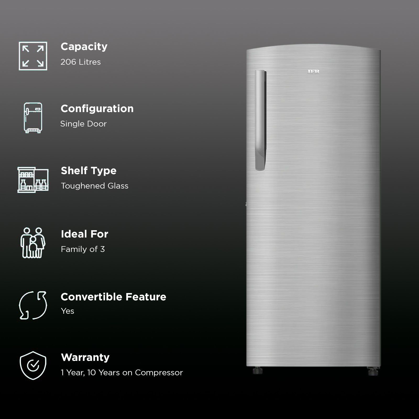 IFB Advance Cool 206 Litres 5 Star Direct Cool Single Door Refrigerator with Anti Bacterial Gasket (IFBDC-2325IGS, Grey Steel)_2