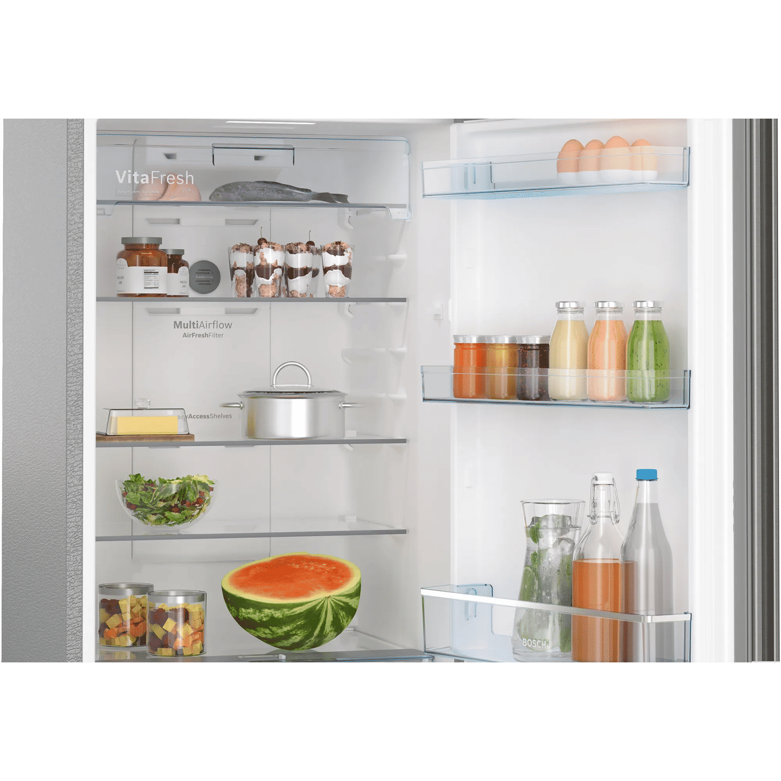 BOSCH Series 4 334 Litres 2 Star Frost Free Double Door Convertible Refrigerator with VarioInverter Compressor (CTC35S02NI, Shiney Silver)_12