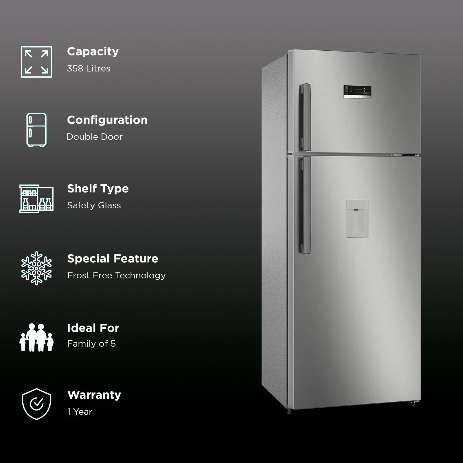 BOSCH Series 4 334 Litres 2 Star Frost Free Double Door Convertible Refrigerator with VarioInverter Compressor (CTC35S02DI, Shiney Silver)_2