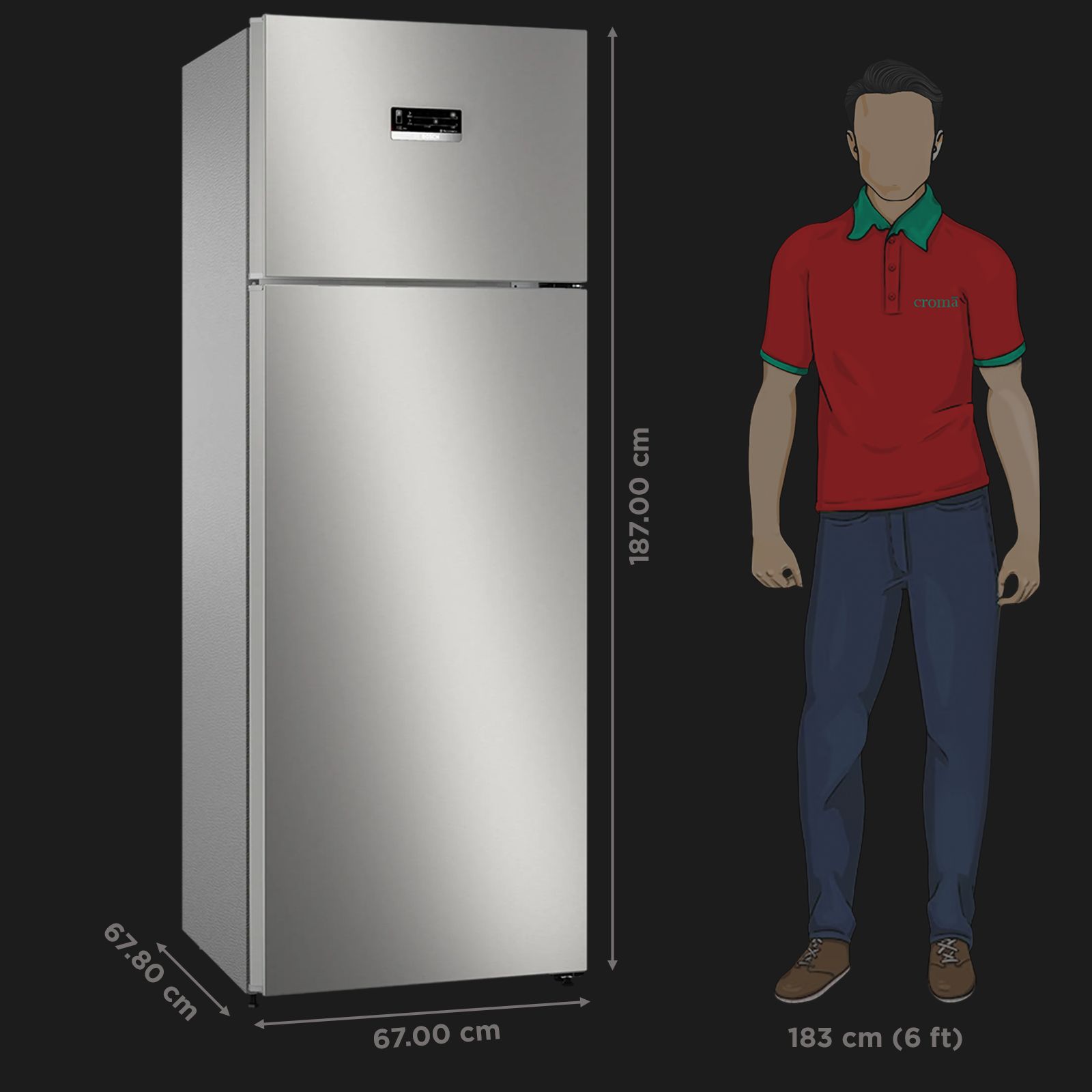 BOSCH Series 4 368 Litres 2 Star Frost Free Double Door Convertible Refrigerator with VarioInverter Compressor (CTC39S02NI, Shiney Silver)_3
