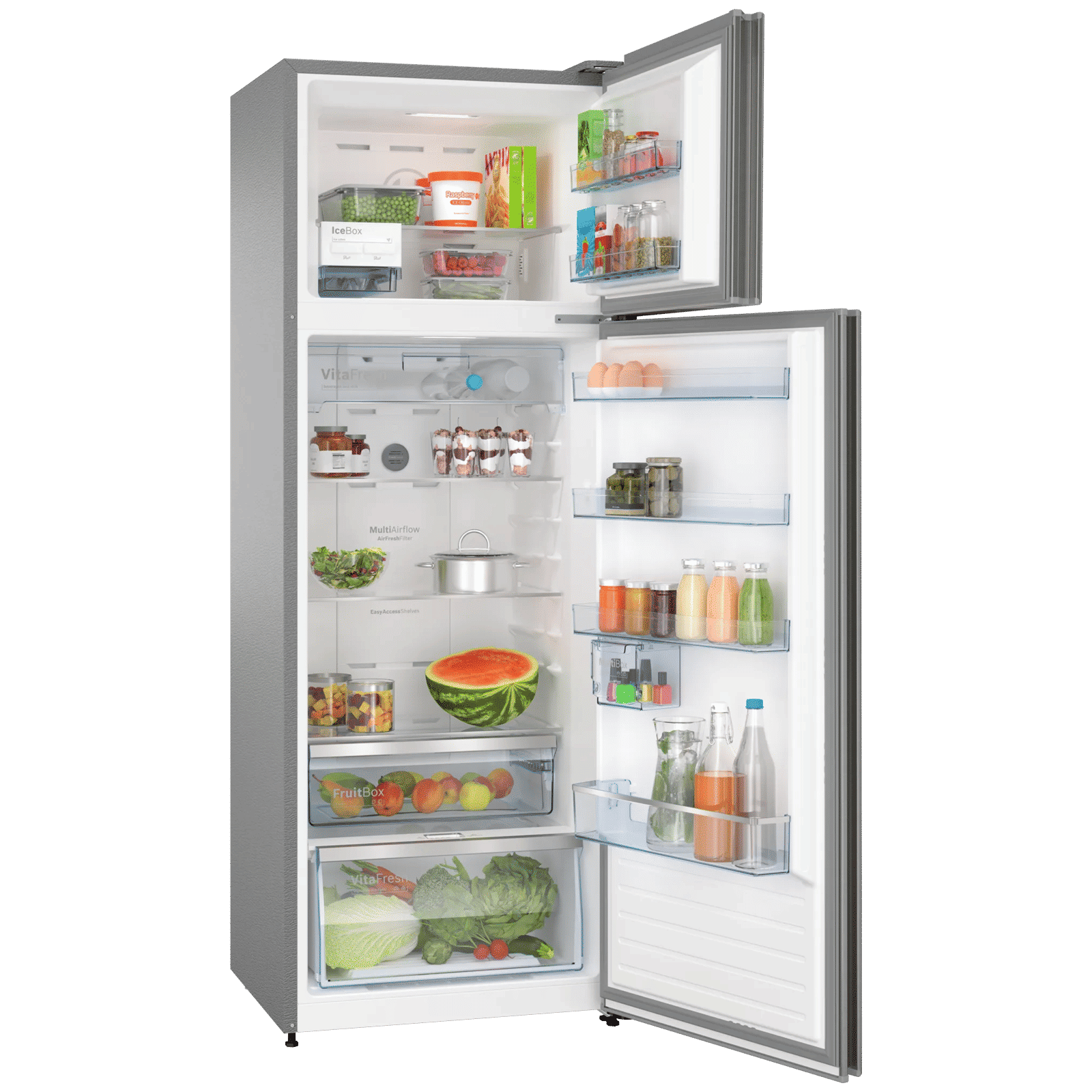 BOSCH Series 4 368 Litres 2 Star Frost Free Double Door Convertible Refrigerator with VarioInverter Compressor (CTC39S02NI, Shiney Silver)_4