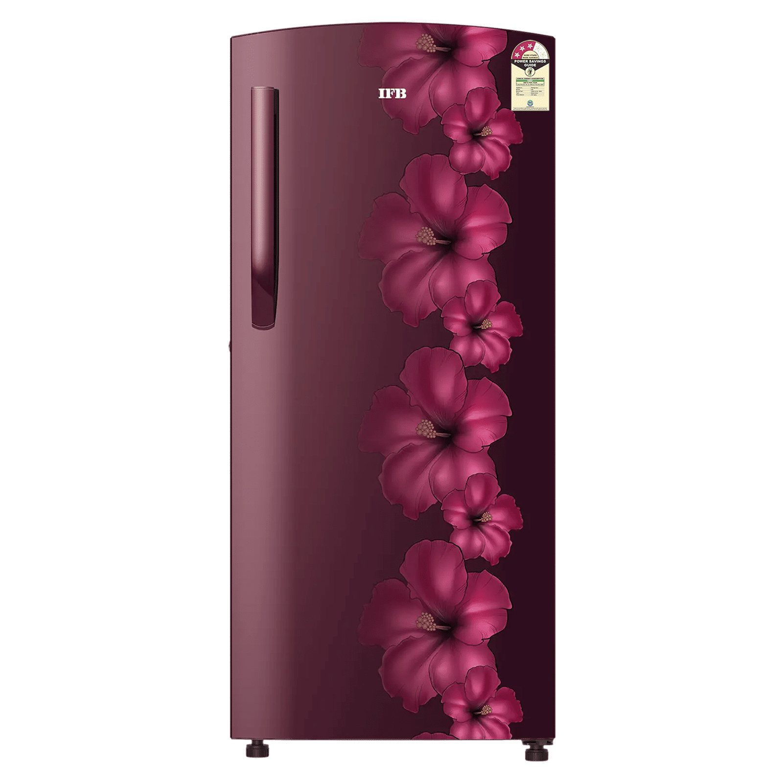 IFB Metal - Cool 187 Litres 3 Star Direct Cool Single Door Refrigerator with Anti Bacterial Gasket (IFBDC-2133FRH, Red Flower)_1