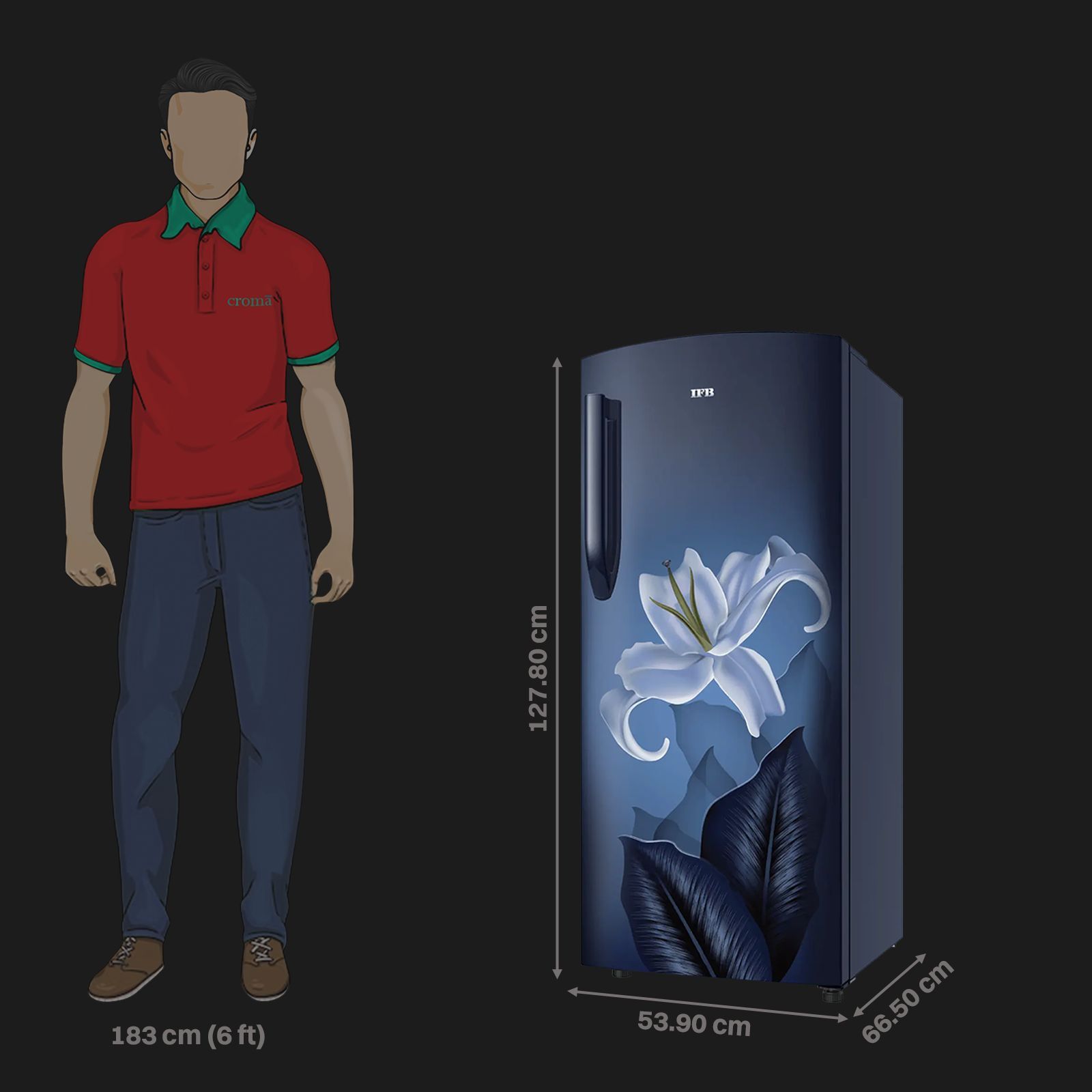 IFB Metal - Cool 197 Litres 3 Star Direct Cool Single Door Refrigerator with Anti Bacterial Gasket (IFBDC-2233FBB, Blue Flower)_3