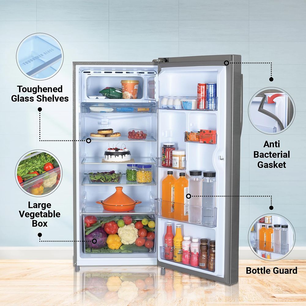 Haier 190 Litres 4 Star Direct Cool Single Door Refrigerator with Anti-Bacterial Gasket (HED203DSP, Brushline Silver)_8