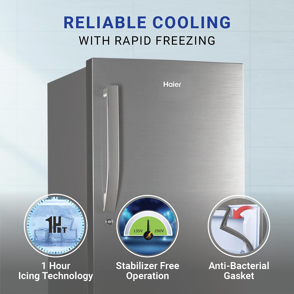 Haier 190 Litres 4 Star Direct Cool Single Door Refrigerator with Anti-Bacterial Gasket (HED203DSP, Brushline Silver)_10