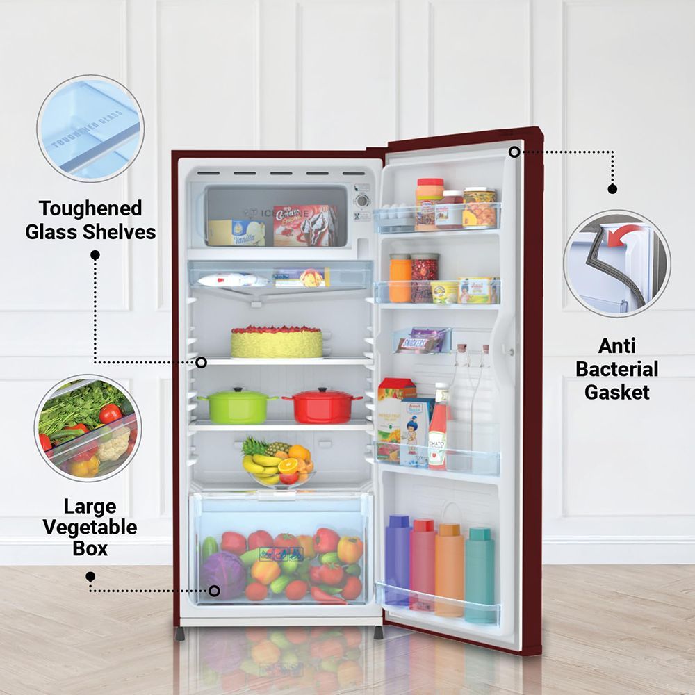 Haier 190 Litres 2 Star Direct Cool Single Door Refrigerator with Antibacterial Gasket (HED202RSP, Red Mono)_11