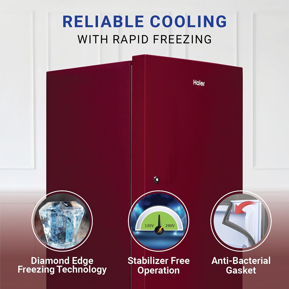 Haier 190 Litres 2 Star Direct Cool Single Door Refrigerator with Antibacterial Gasket (HED202RSP, Red Mono)_13