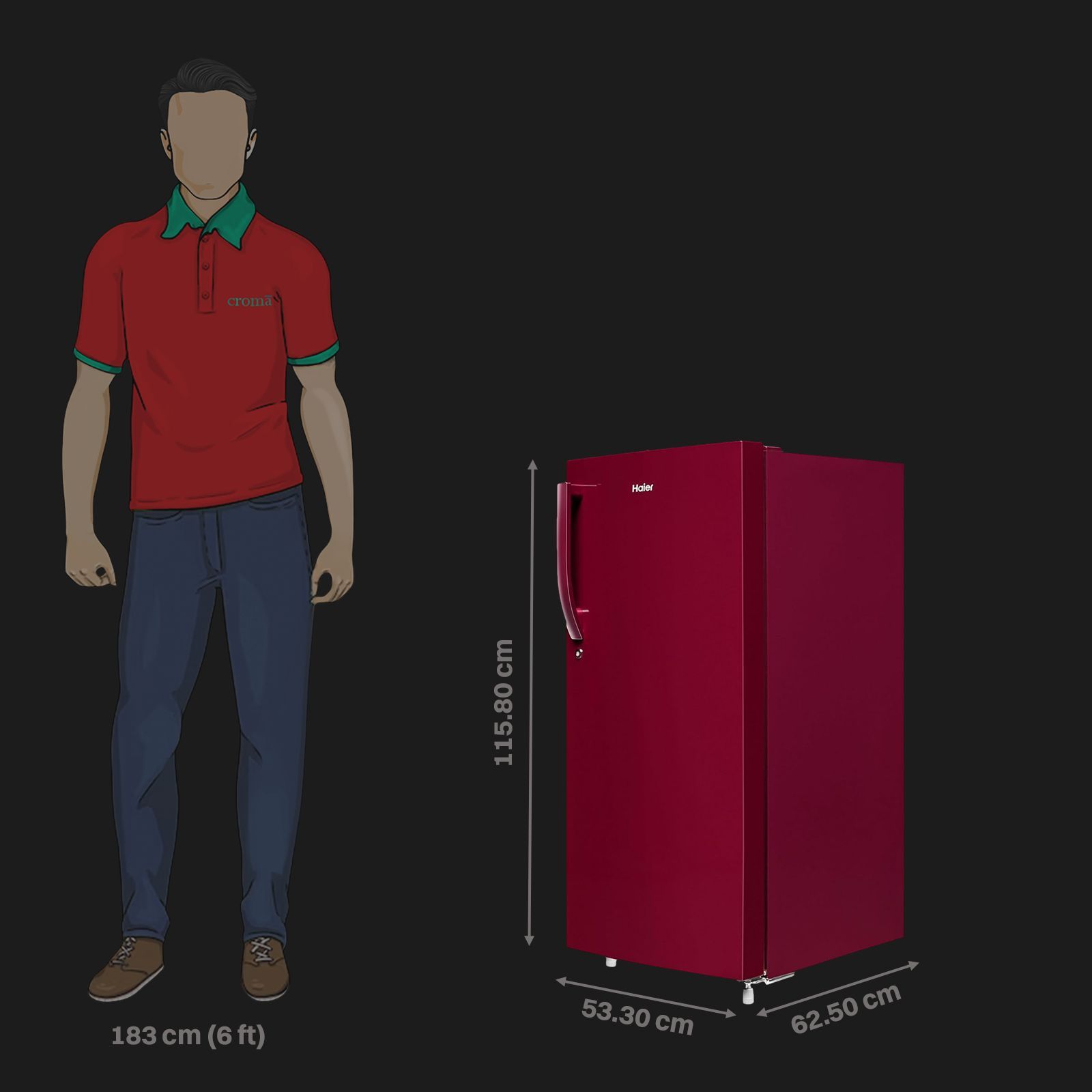 Haier 190 Litres 2 Star Direct Cool Single Door Refrigerator with Antibacterial Gasket (HED202RSP, Red Mono)_3