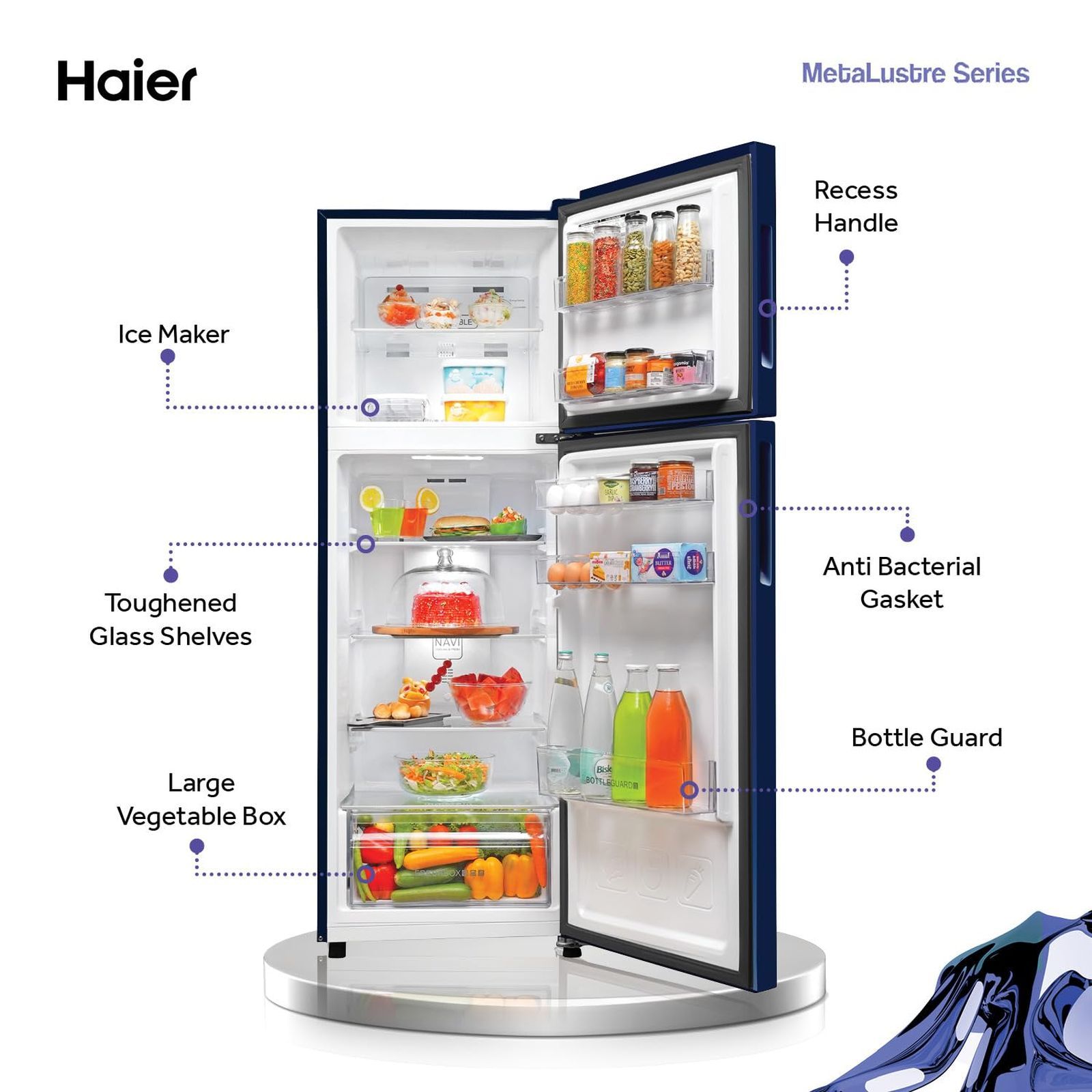 Haier 240 Litres 3 Star Frost Free Double Door Convertible Refrigerator with Antibacterial Gasket (HEF253GIP, Green Inox)_6