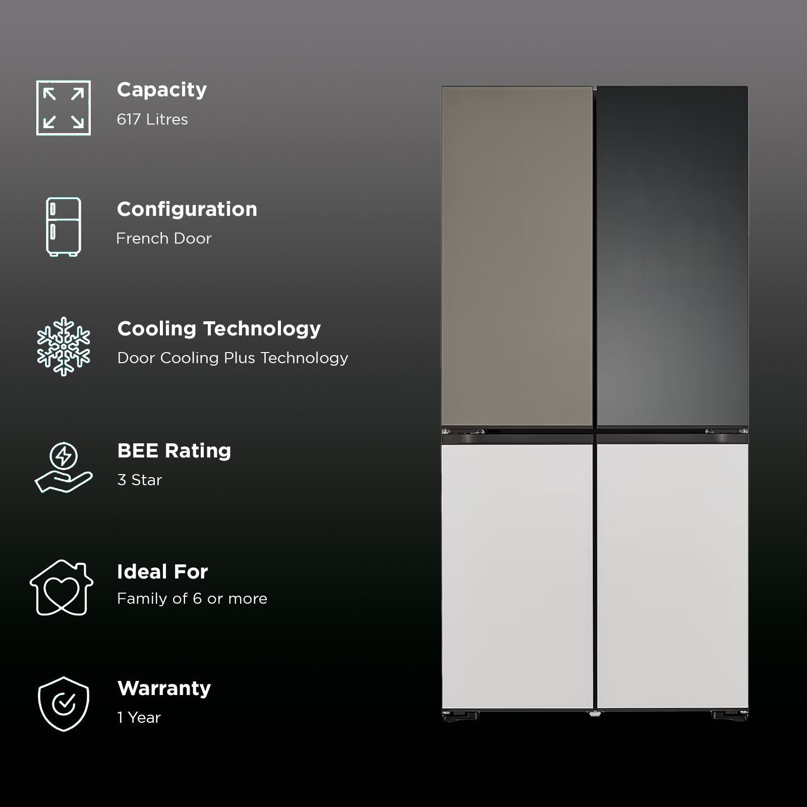 LG 617 Litres 3 Star Frost Free French Door Smart Wifi Enabled Refrigerator with Multi Air Flow (GR-A24FDMMB, Multicolour)_2