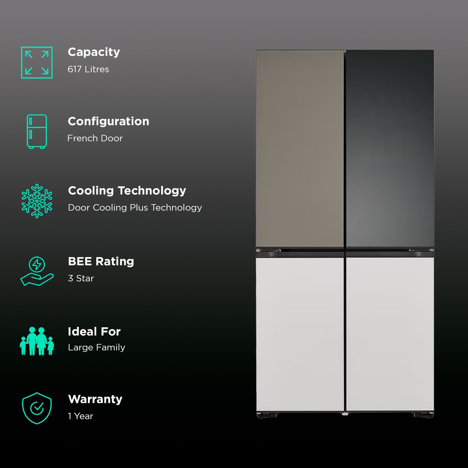 LG 617 Litres 3 Star Frost Free French Door Smart Wifi Enabled Refrigerator with Multi Air Flow (GR-A24FDMMB, Multicolour) LG 617 Litres 3 Star Frost Free French Door Smart Wifi Enabled Refrigerator with Multi Air Flow (GR-A24FDMMB, Multicolour)_2