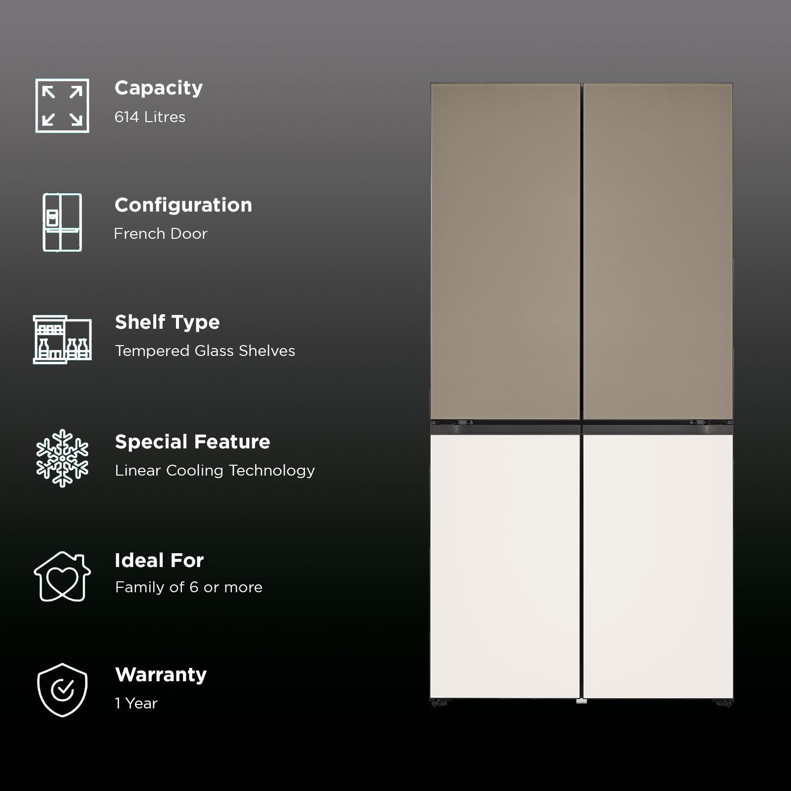 LG 614 Litres 3 Star Frost Free French Door Smart Wifi Enabled Refrigerator with Multi Air Flow (GR-B24FQGJB, Brown & Beige) LG 614 Litres 3 Star Frost Free French Door Smart Wifi Enabled Refrigerator with Multi Air Flow (GR-B24FQGJB, Brown & Beige)_2