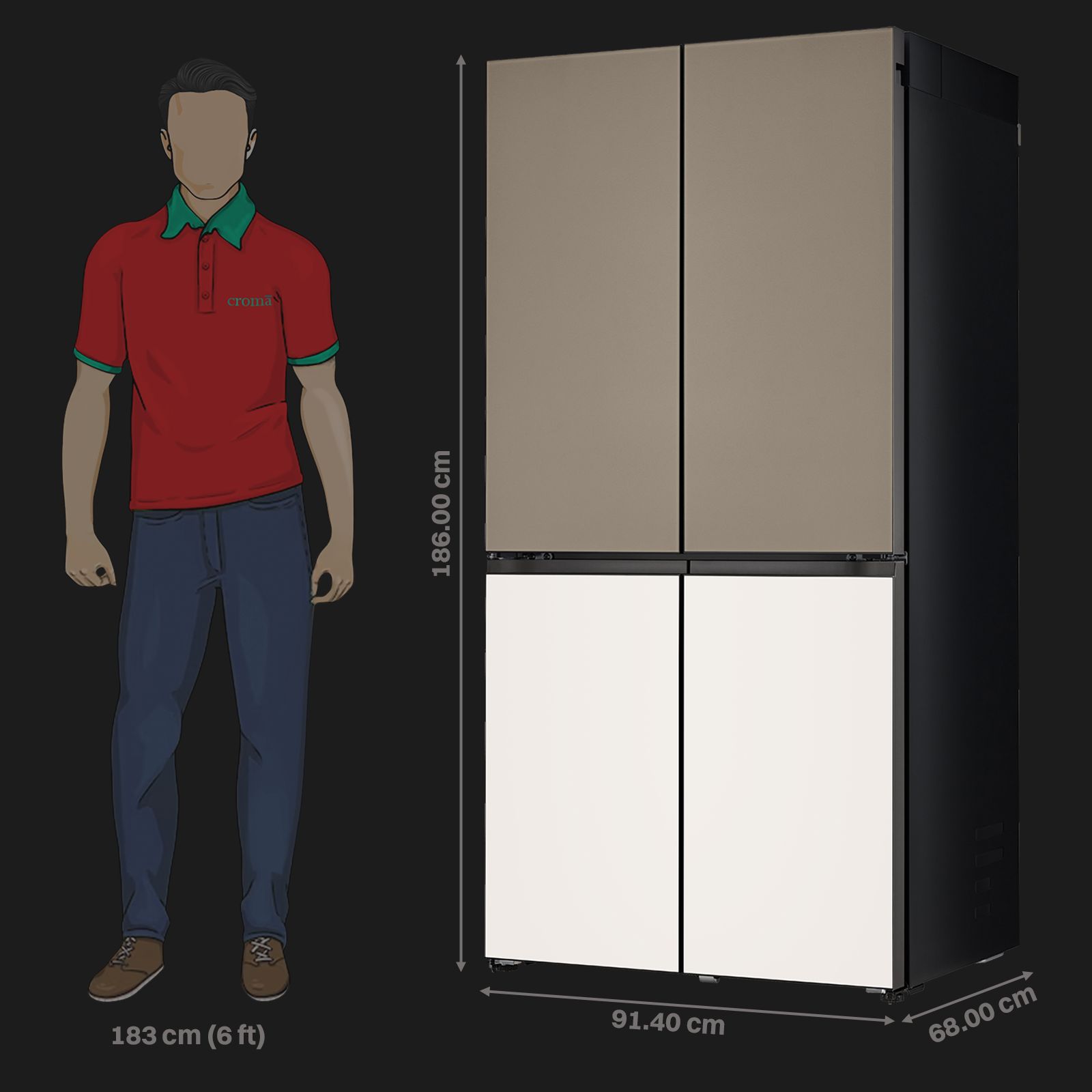 LG 614 Litres 3 Star Frost Free French Door Smart Wifi Enabled Refrigerator with Multi Air Flow (GR-B24FQGJB, Brown & Beige)_3