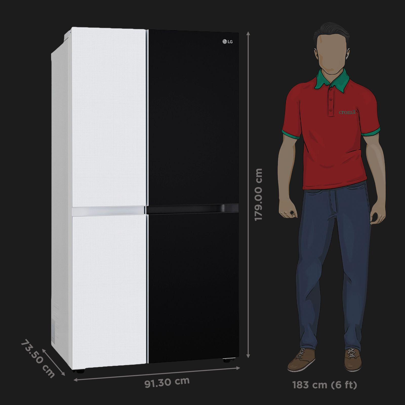 LG 650 Litres 3 Star Frost Free Side by Side Refrigerator with Anti Bacterial Gasket (GL-B257DMK3, Moon Knight)_3