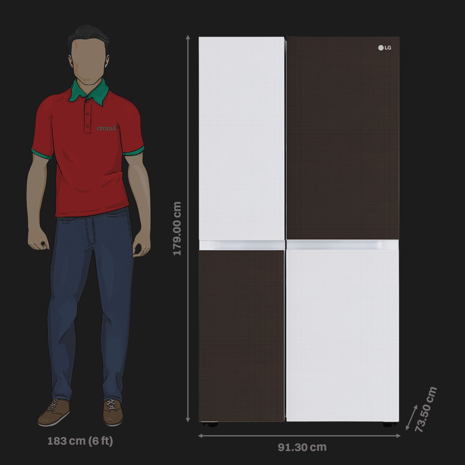LG 650 Litres 3 Star Frost Free Side by Side Door Smart Wifi Enabled Refrigerator with Multi Air Flow (GL-B257DCM3, Check Mate) LG 650 Litres 3 Star Frost Free Side by Side Door Smart Wifi Enabled Refrigerator with Multi Air Flow (GL-B257DCM3, Check Mate)_3