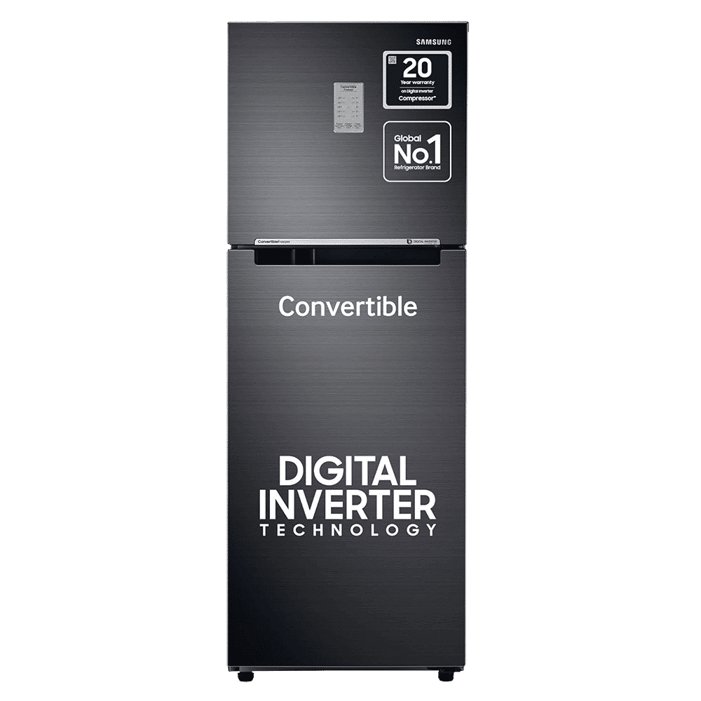 SAMSUNG 236 Litres 3 Star Frost Free Double Door Convertible Refrigerator with Anti Bacterial Gasket (RT28C3733BX/HL, Luxe Black)_1