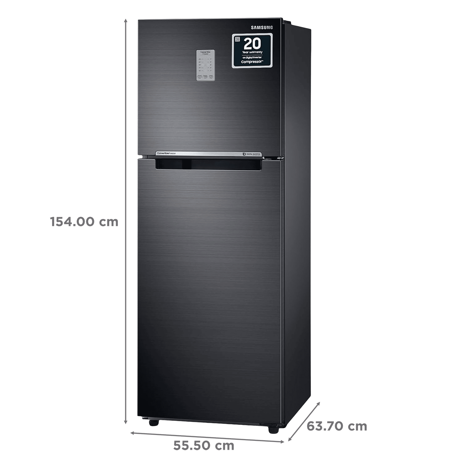 SAMSUNG 236 Litres 3 Star Frost Free Double Door Convertible Refrigerator with Anti Bacterial Gasket (RT28C3733BX/HL, Luxe Black) SAMSUNG 236 Litres 3 Star Frost Free Double Door Convertible Refrigerator with Anti Bacterial Gasket (RT28C3733BX/HL, Luxe Black)_3