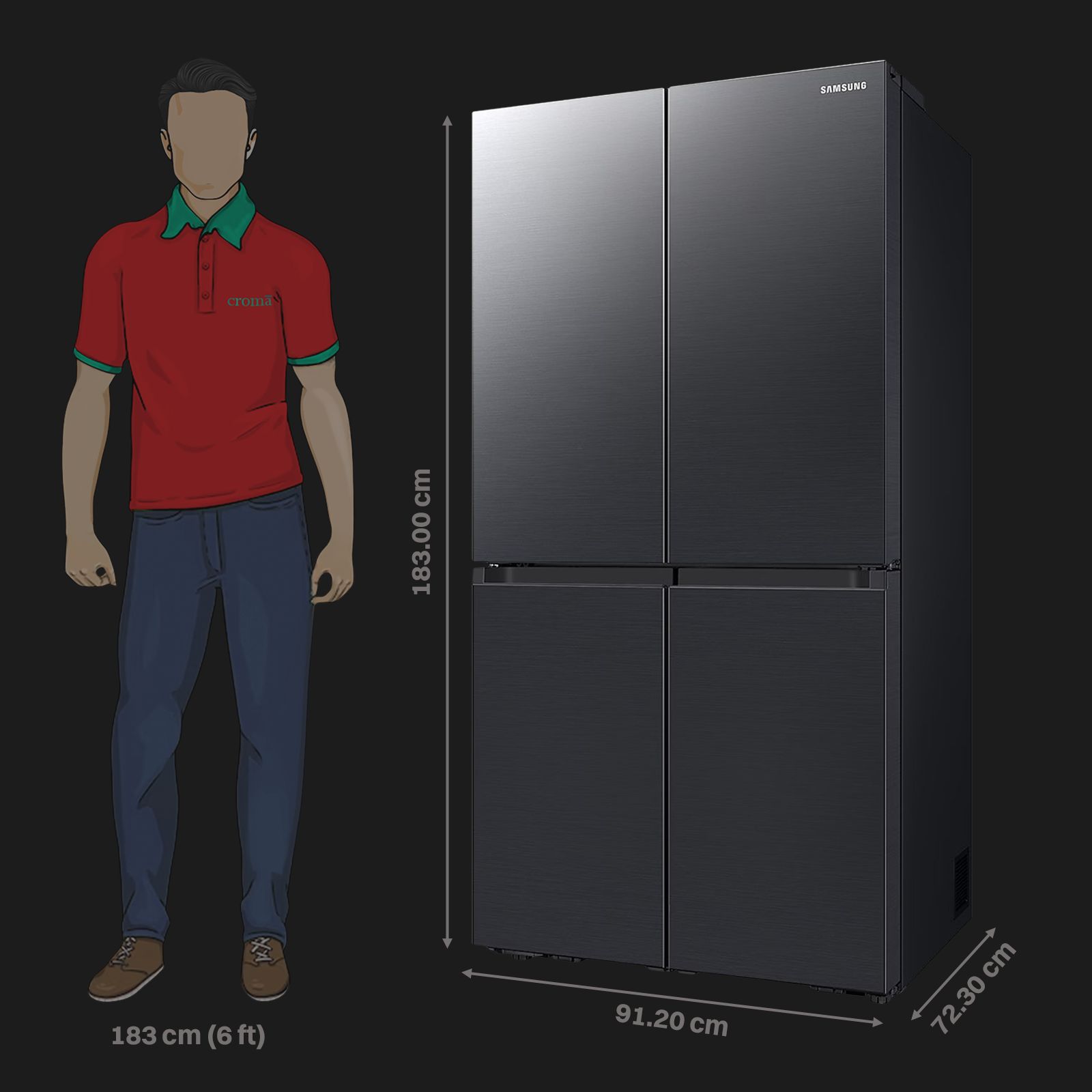 SAMSUNG 650 Litres Frost Free French Door Convertible Refrigerator with Triple Cooling (RF65DG90BDSG/TL, Black Caviar)_3