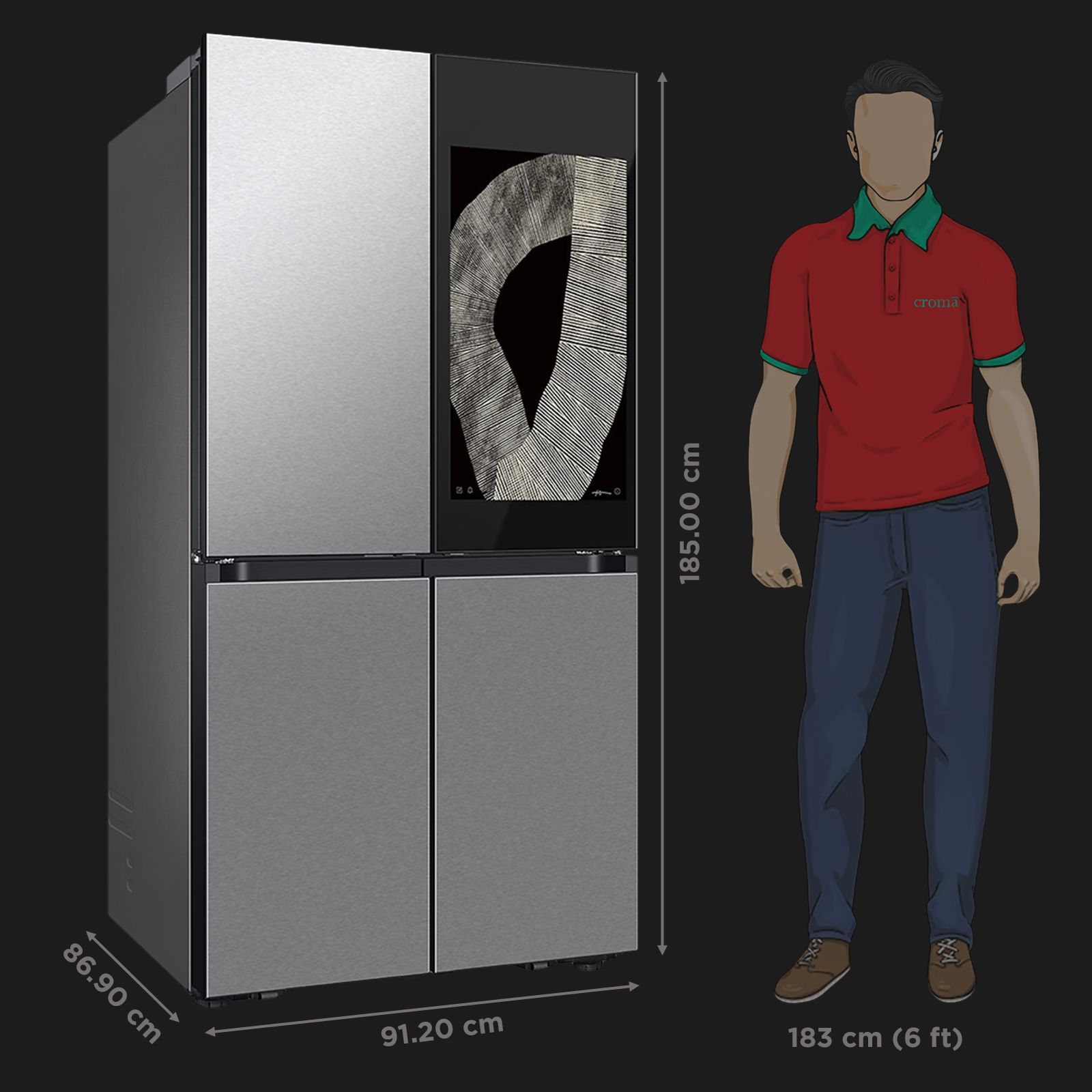 SAMSUNG 809 Litres Frost Free French Door Convertible Refrigerator with Water Dispenser (RF71DB9950QD/TL, Clean Charcoal & Stainless Steel)_3