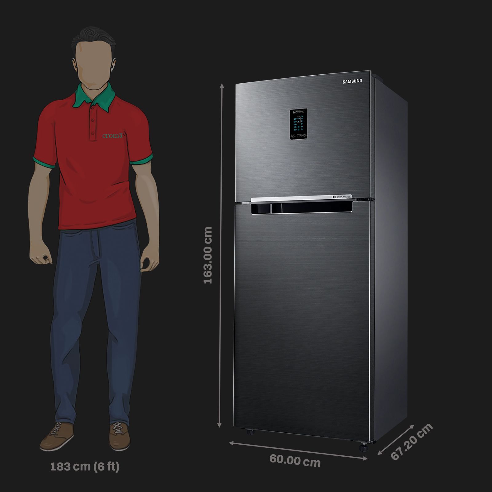 SAMSUNG 301 Litres 3 Star Frost Free Double Door Convertible Refrigerator with Twin Cooling Plus Technology (RT34C4523BX/HL, Luxe Black) SAMSUNG 301 Litres 3 Star Frost Free Double Door Convertible Refrigerator with Twin Cooling Plus Technology (RT34C4523BX/HL, Luxe Black)_3