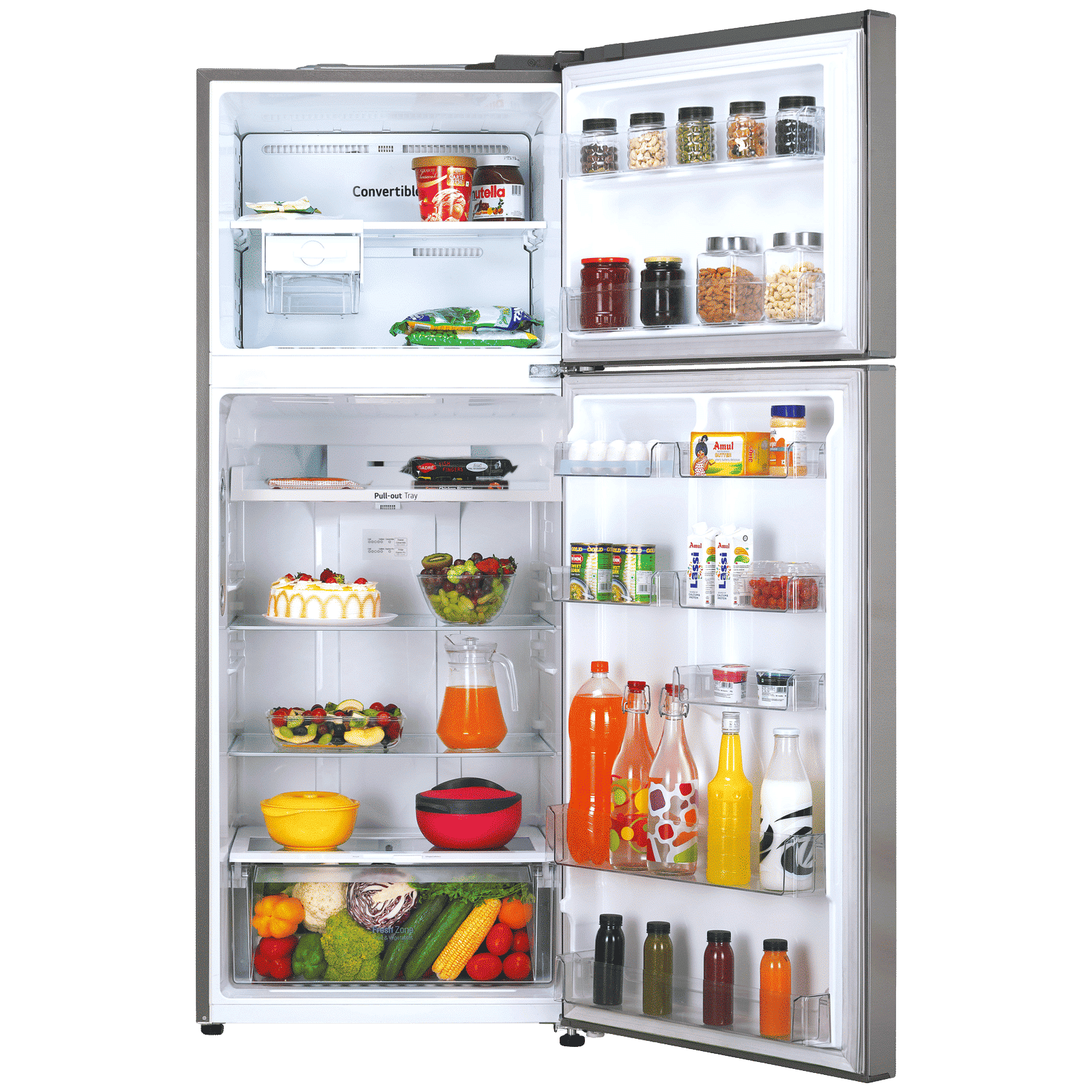 LG 446 Litres 1 Star Frost Free Double Door Convertible Refrigerator with Door Cooling Plus Technology (GL-T502CPZR, Shiny Steel)_5