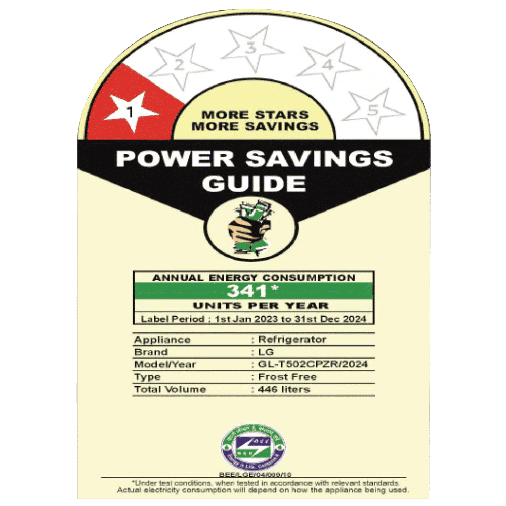 LG 446 Litres 1 Star Frost Free Double Door Convertible Refrigerator with Door Cooling Plus Technology (GL-T502CPZR, Shiny Steel)_9