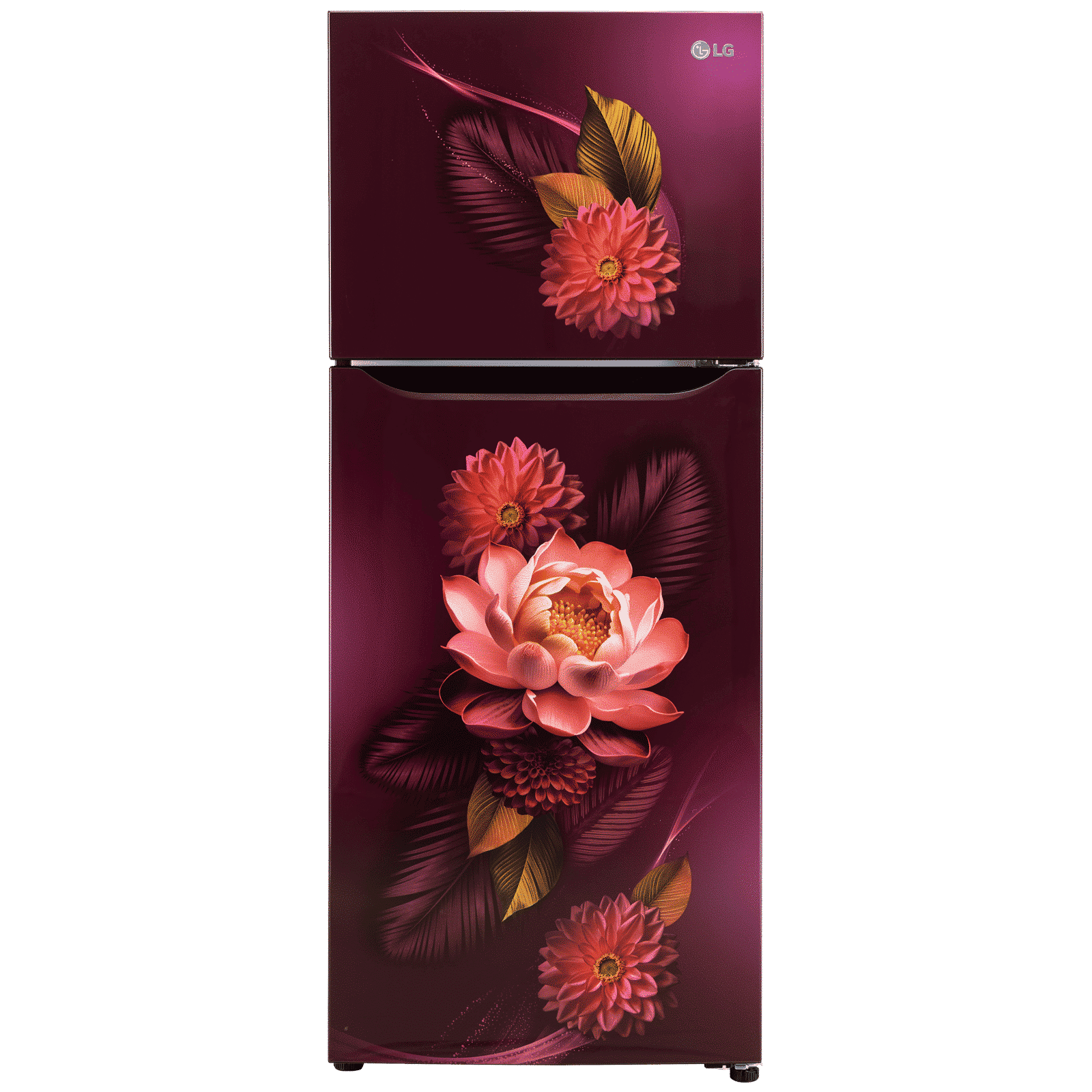 LG 240 Litres 2 Star Frost Free Double Door Convertible Refrigerator with MOIST ‘N’ FRESH Technology (GL-S292SRWY, Red Waterlily)_1