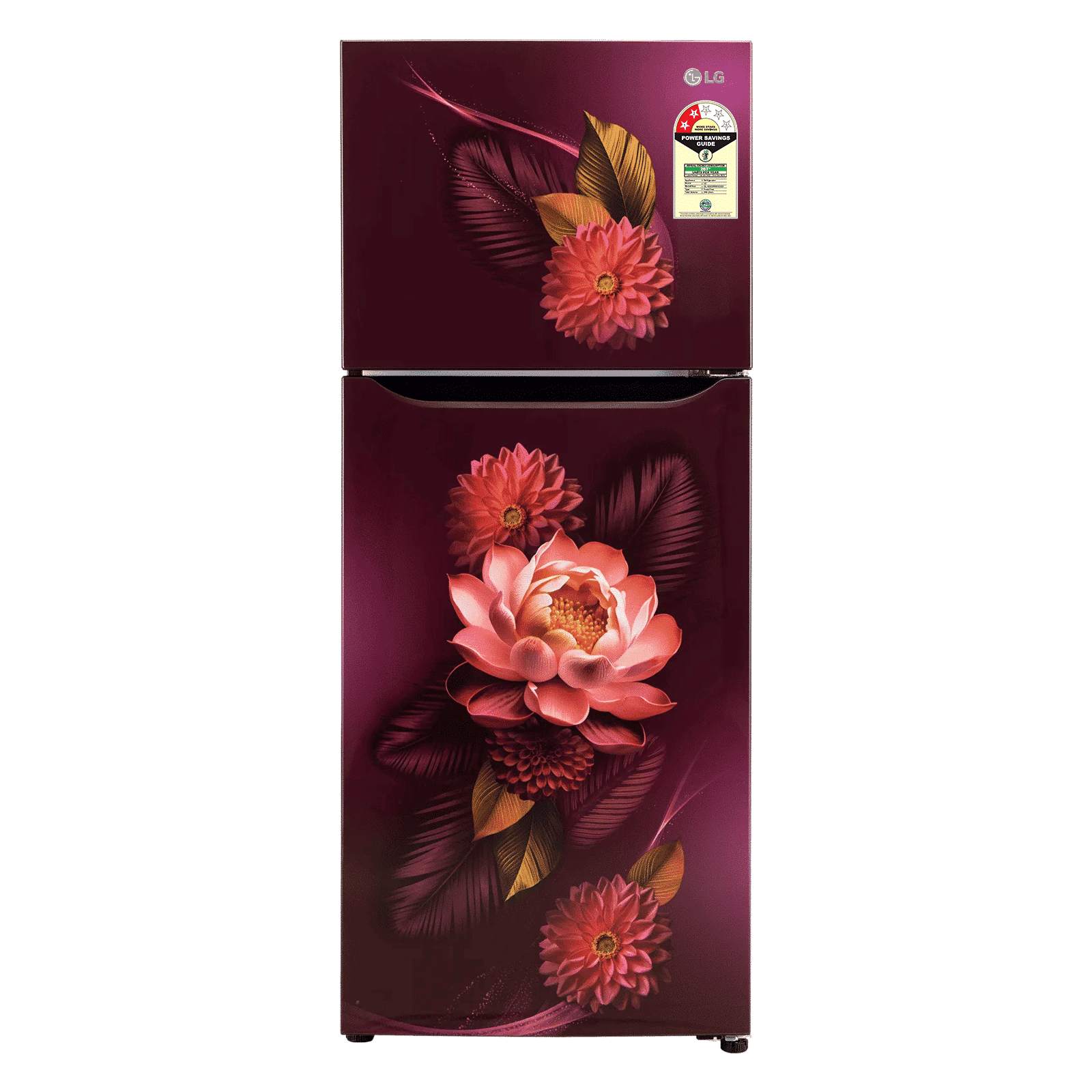 LG 240 Litres 2 Star Frost Free Double Door Convertible Refrigerator with MOIST N FRESH Technology (GL-S292SRWY, Red Waterlily)_1