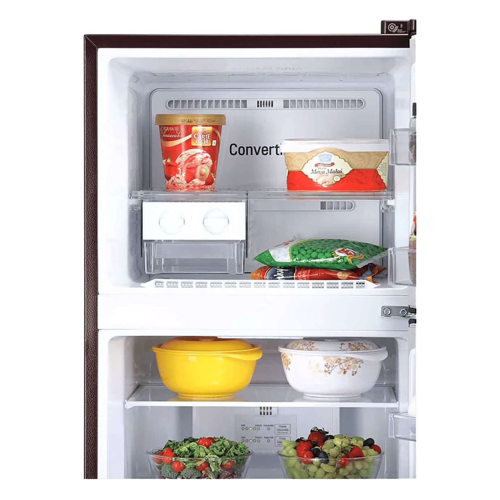 LG 240 Litres 2 Star Frost Free Double Door Convertible Refrigerator with MOIST ‘N’ FRESH Technology (GL-S292SRWY, Red Waterlily)_11