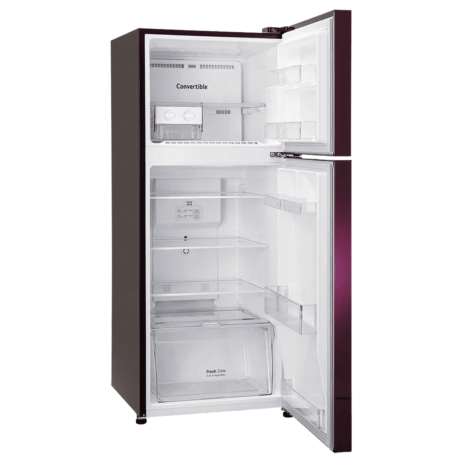 LG 240 Litres 2 Star Frost Free Double Door Convertible Refrigerator with MOIST ‘N’ FRESH Technology (GL-S292SRWY, Red Waterlily)_12