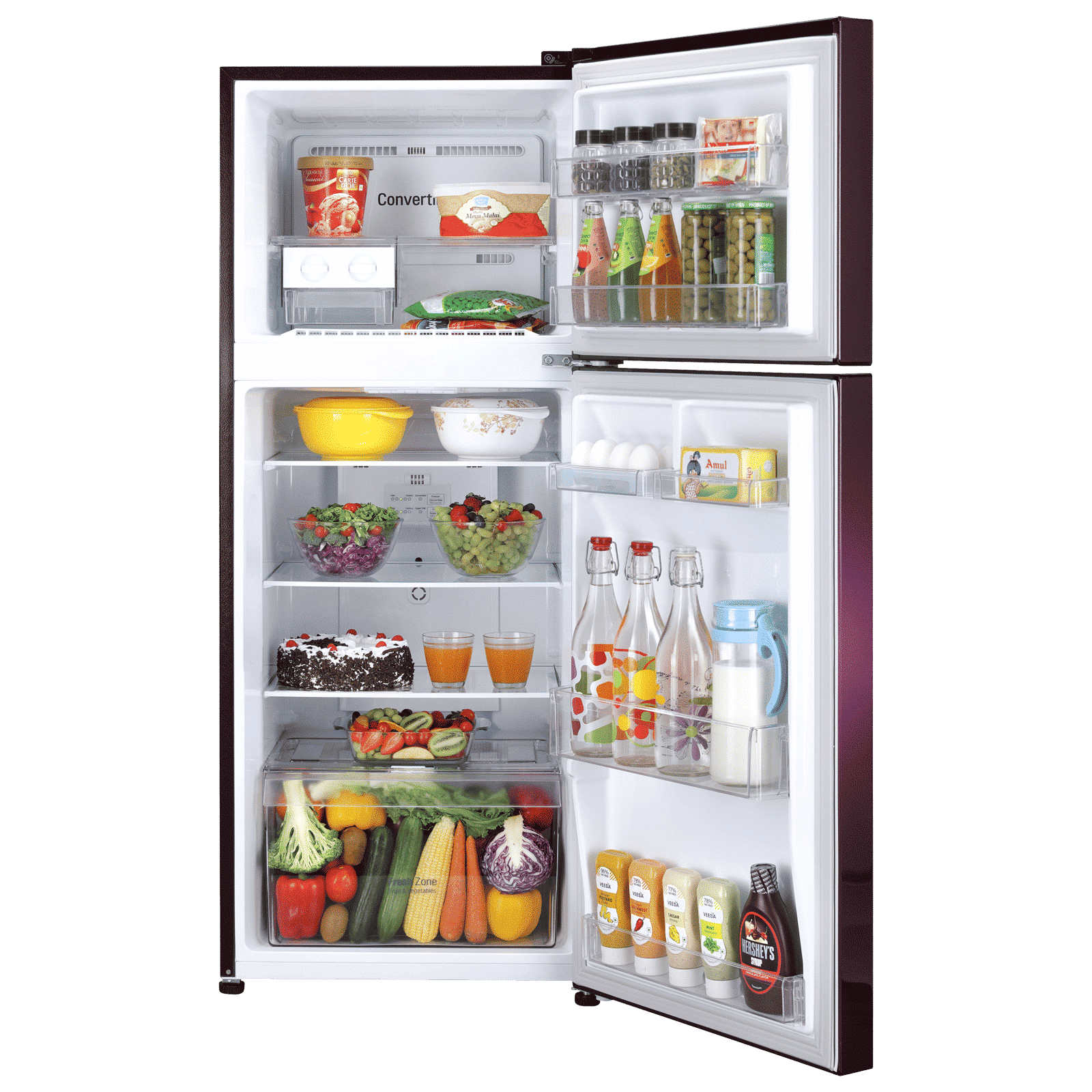 LG 240 Litres 2 Star Frost Free Double Door Convertible Refrigerator with MOIST ‘N’ FRESH Technology (GL-S292SRWY, Red Waterlily)_5