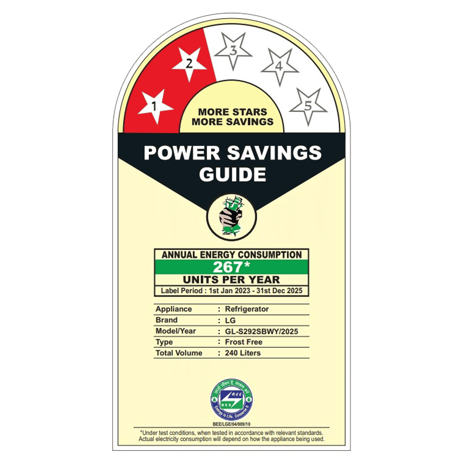 LG 240 Litres 2 Star Frost Free Double Door Convertible Refrigerator with Smart Diagnosis (GL-S292SBWY, Blue Water Lily)_10